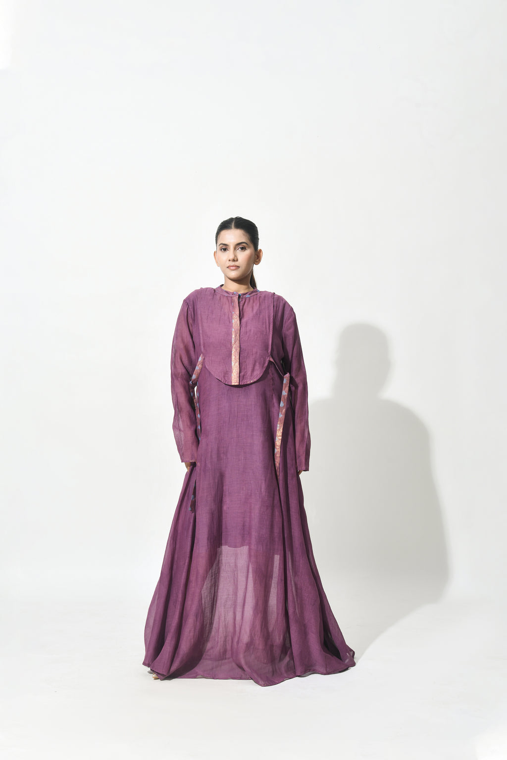REGAL WINE ANAARKALI DRESS WITH YOKE