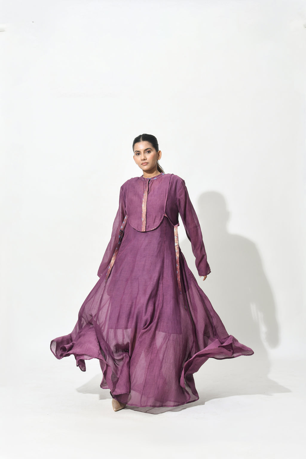 REGAL WINE ANAARKALI DRESS WITH YOKE