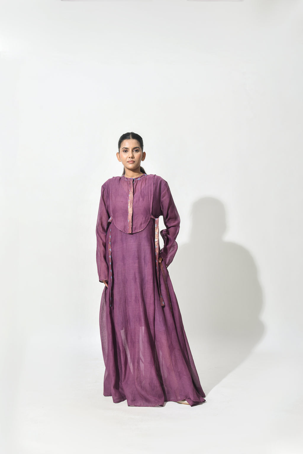 REGAL WINE ANAARKALI DRESS WITH YOKE