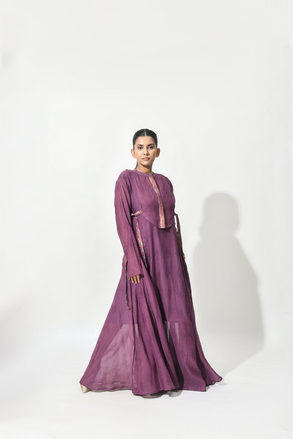 REGAL WINE ANAARKALI DRESS WITH YOKE