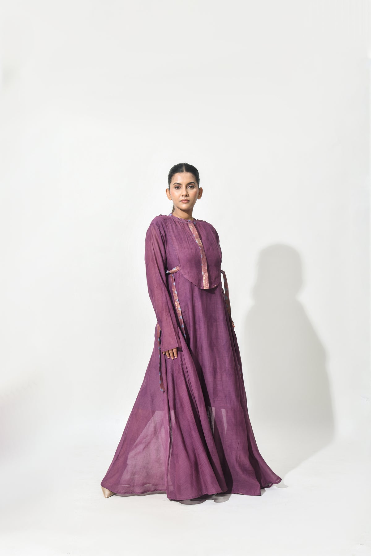 REGAL WINE ANAARKALI DRESS WITH YOKE