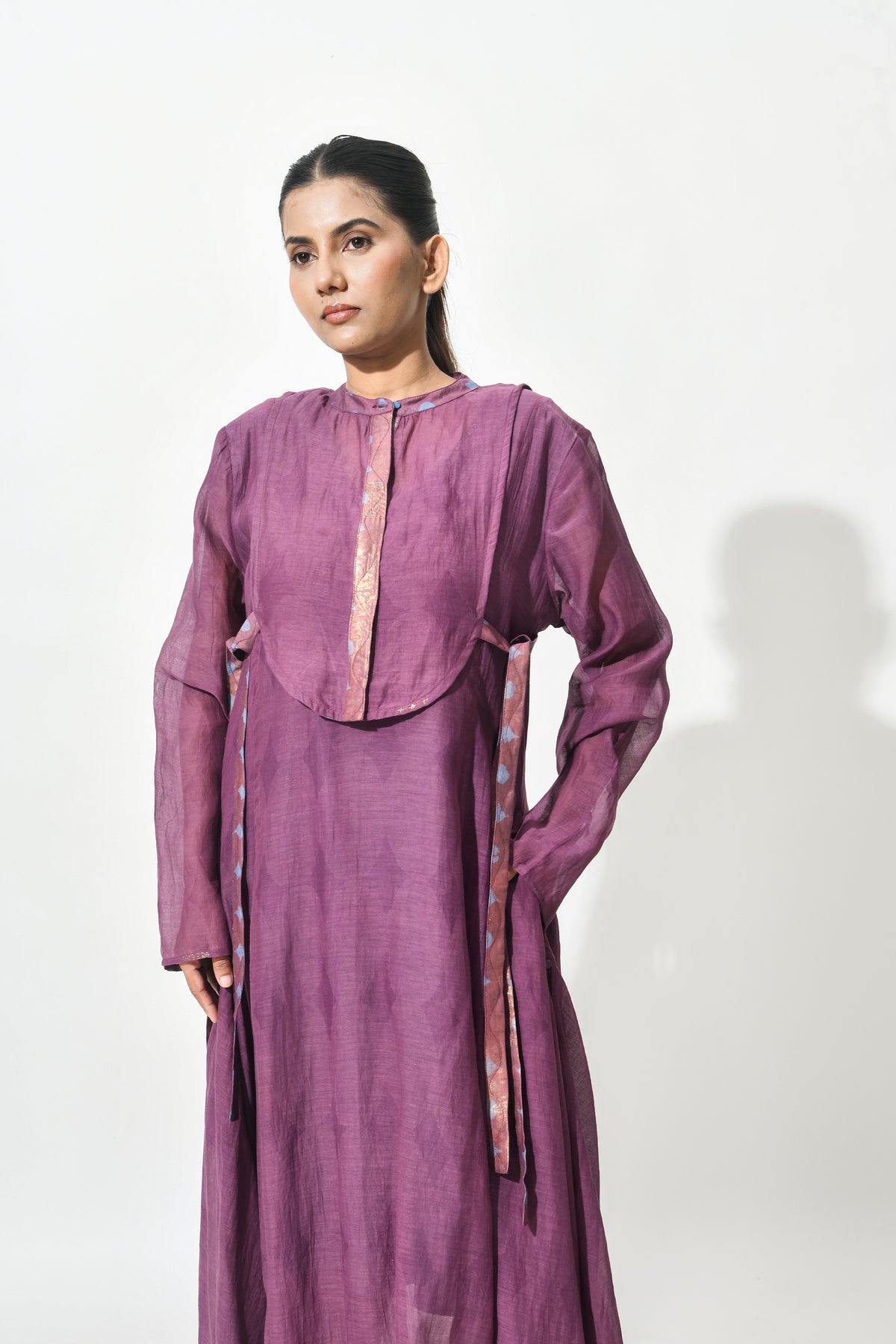 REGAL WINE ANAARKALI DRESS WITH YOKE