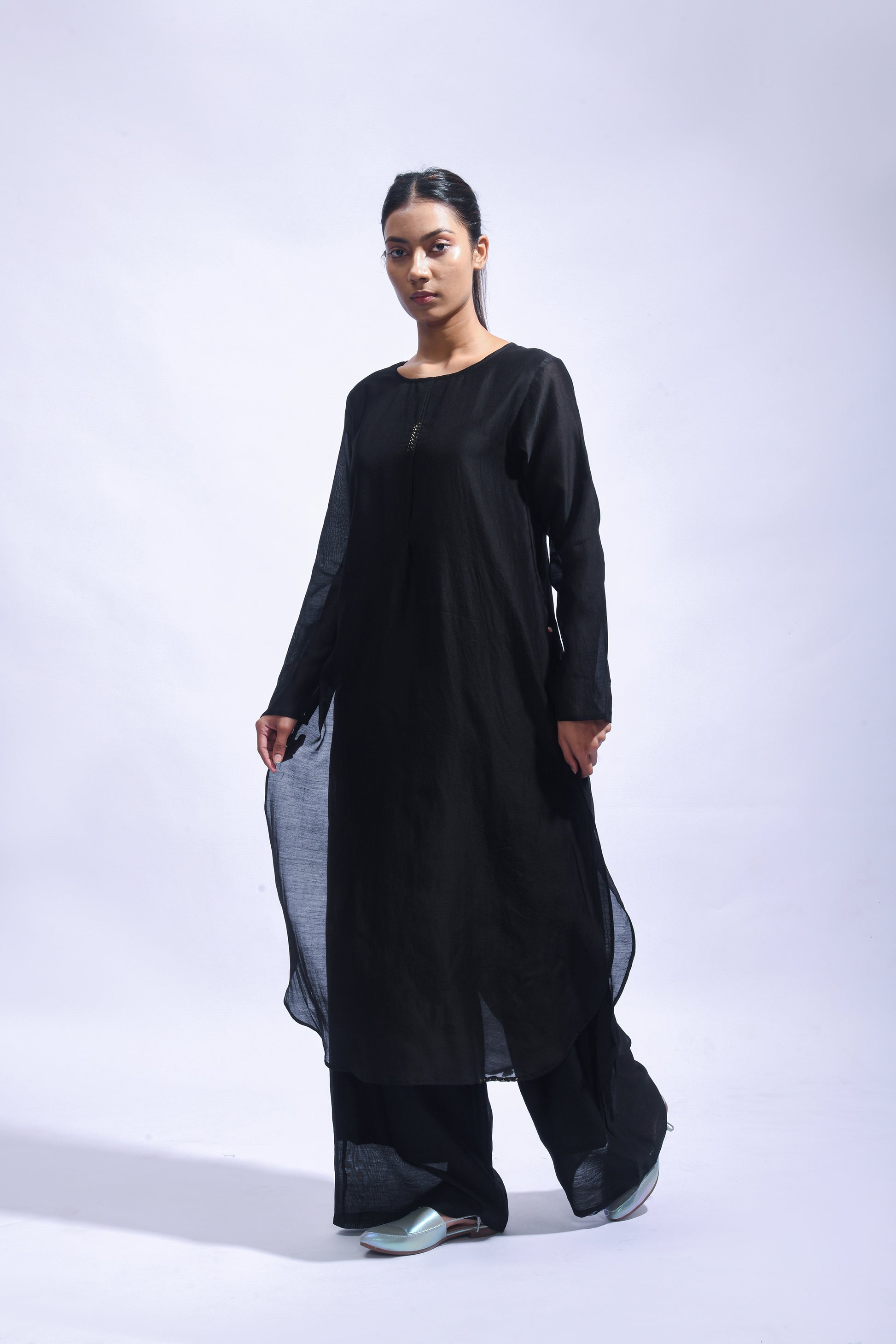 Black Silk Kurta & Pants Set