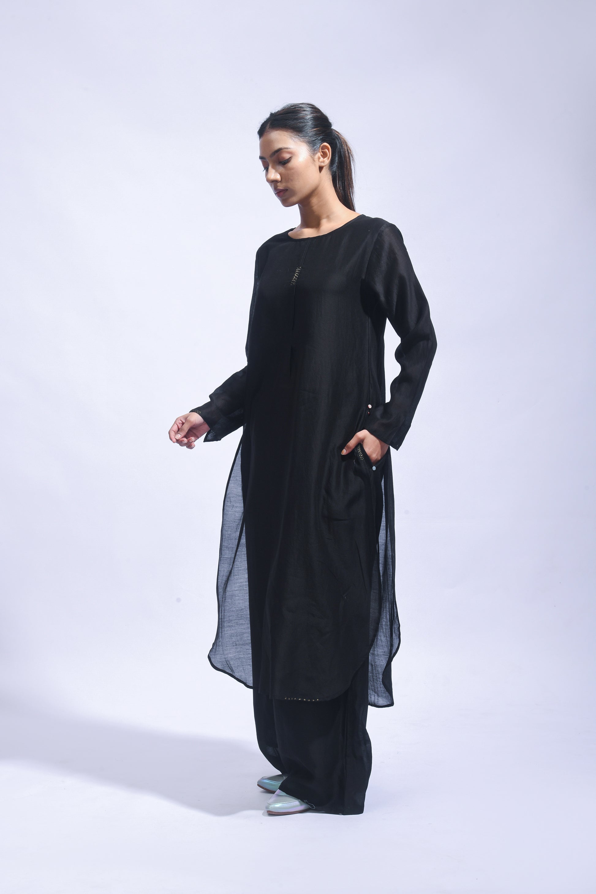 Black Silk Kurta & Pants Set