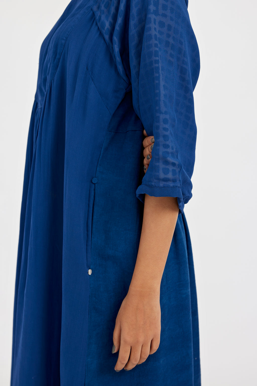 Indigo Grid Midi Dress