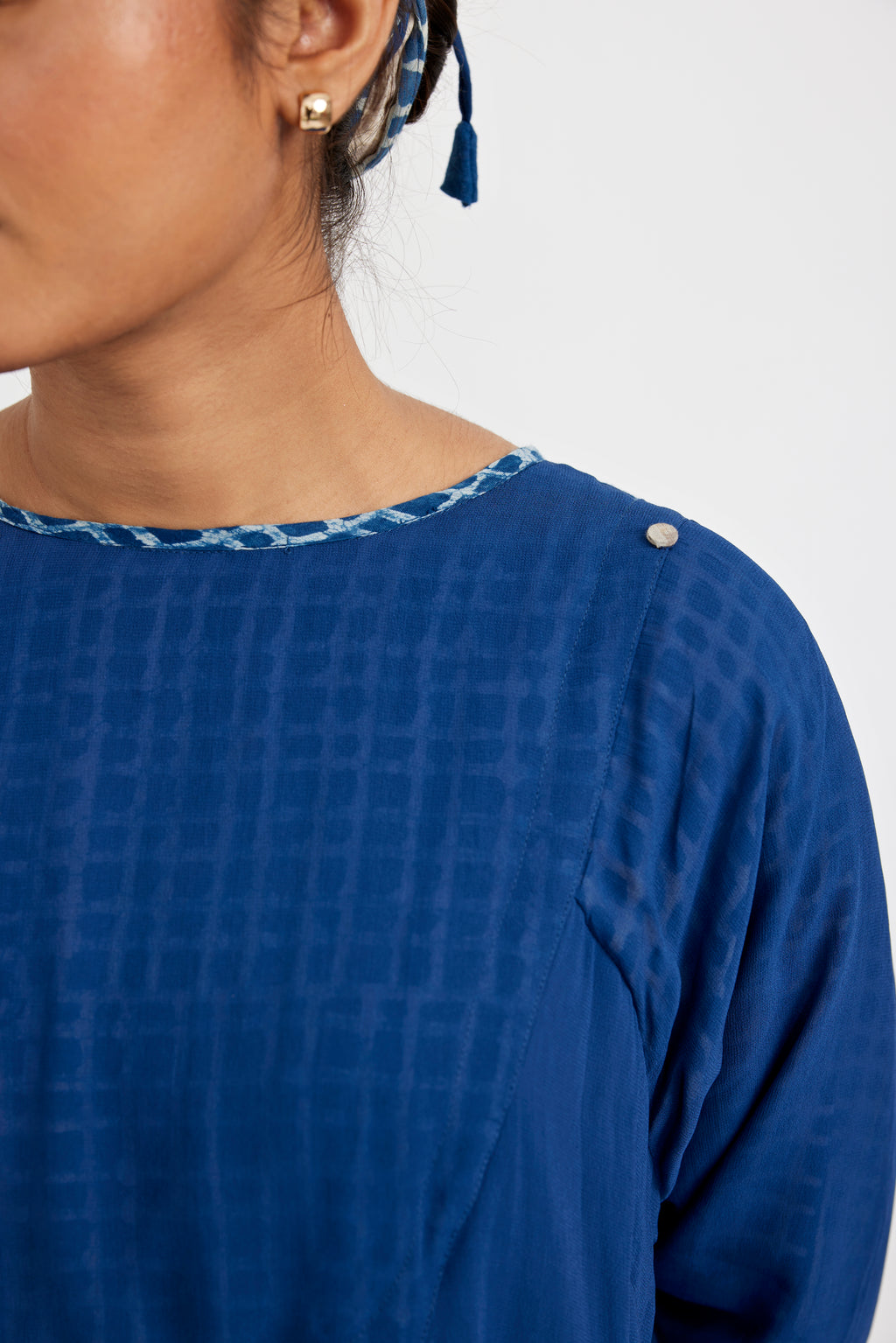 Indigo Grid Midi Dress