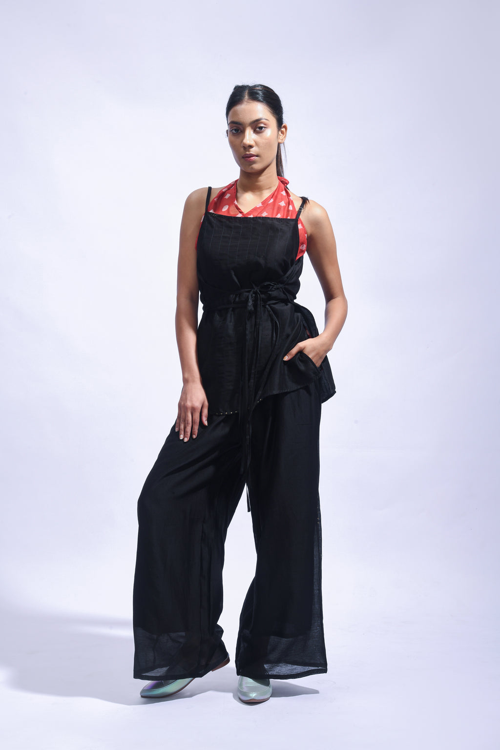 Crimson Cross Chanderi Set