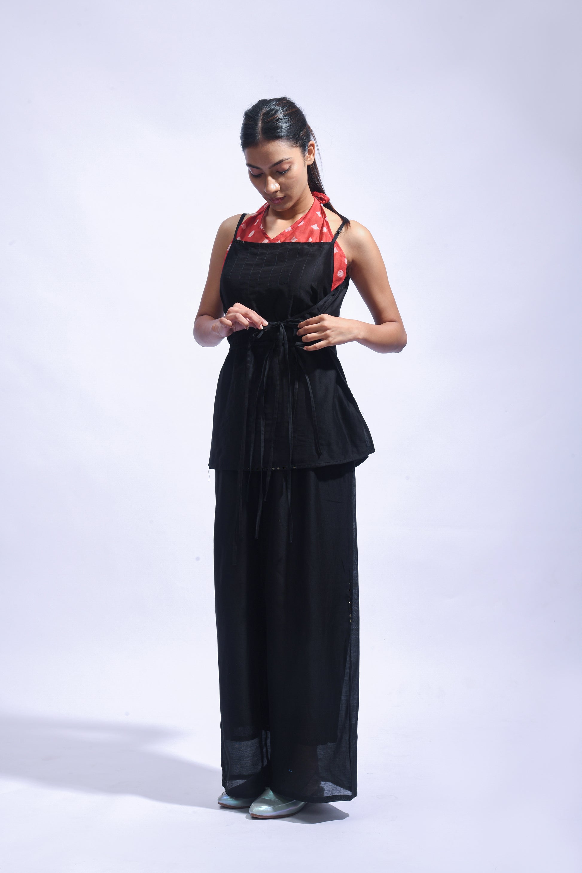 Crimson Cross Chanderi Set