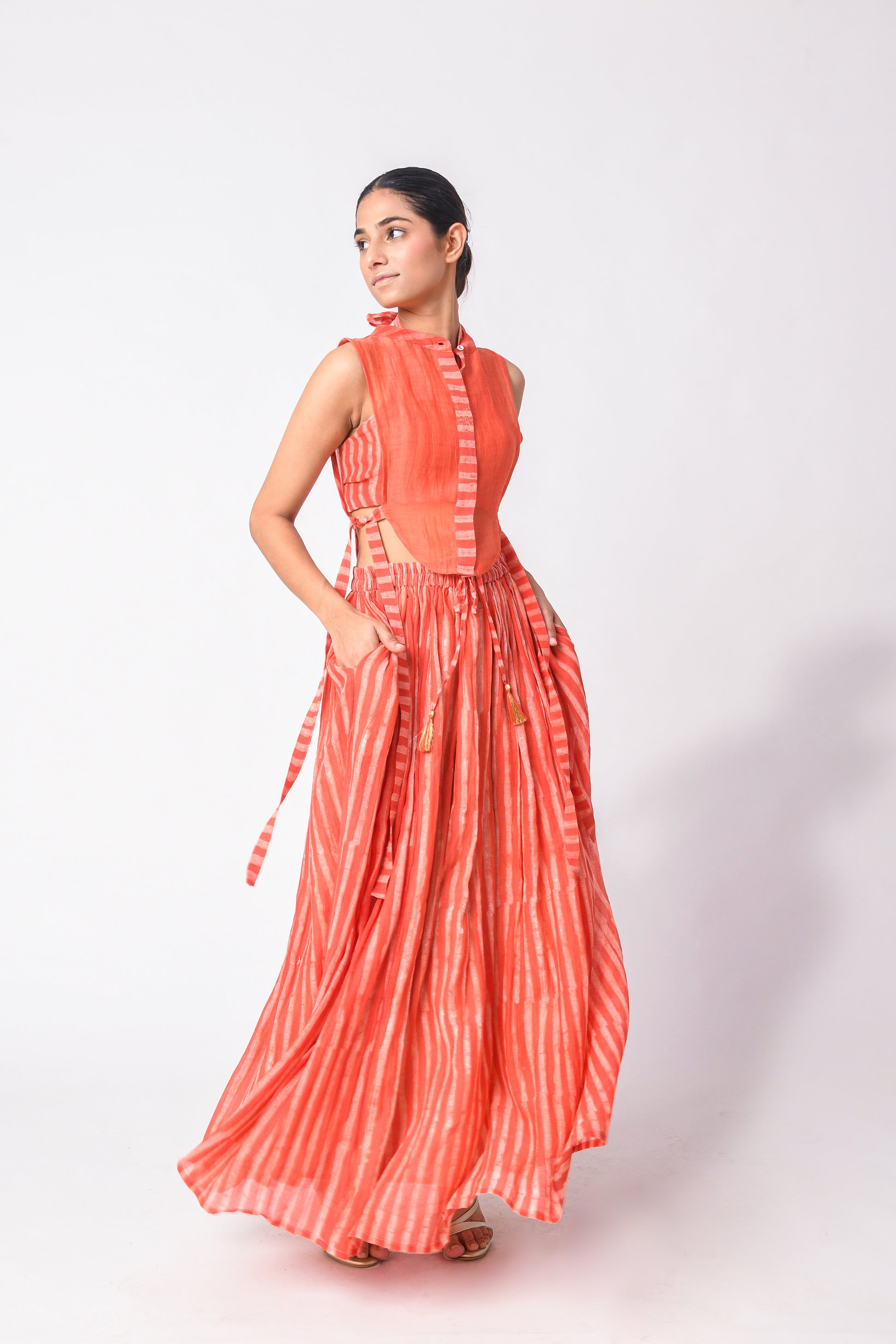 CORAL  YOKE CO-ORD SET