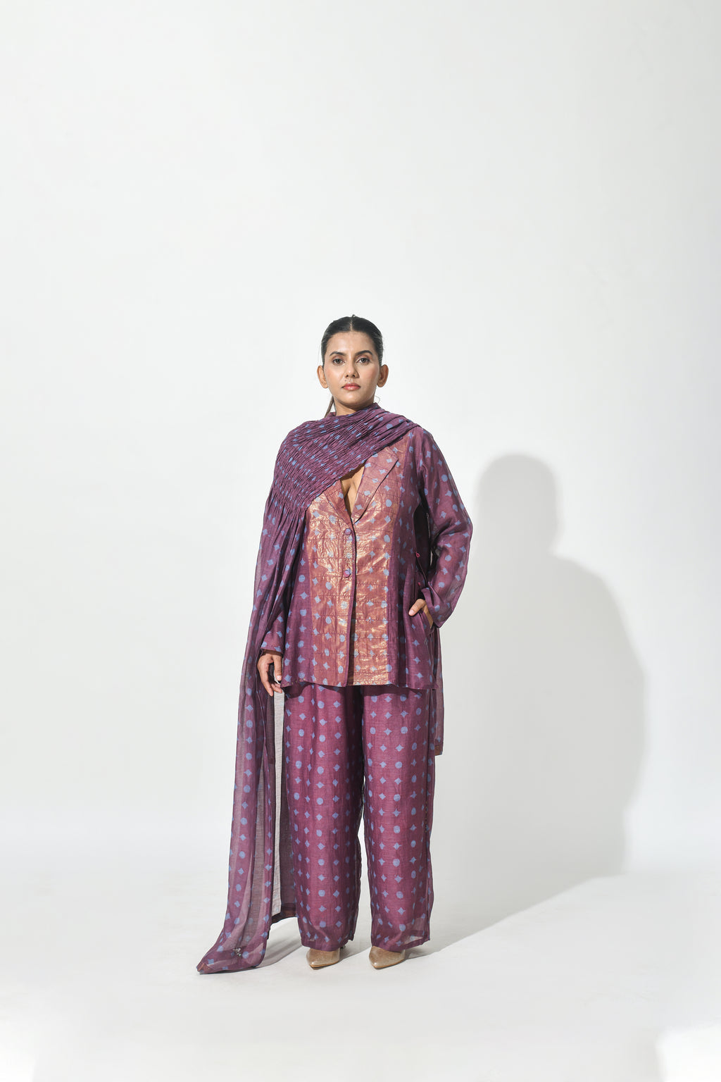VINO SHEER BLAZER SET WITH DUPATTA
