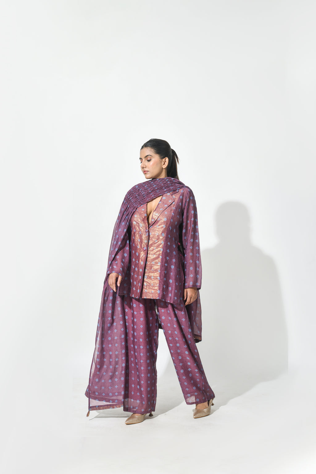 VINO SHEER BLAZER SET WITH DUPATTA