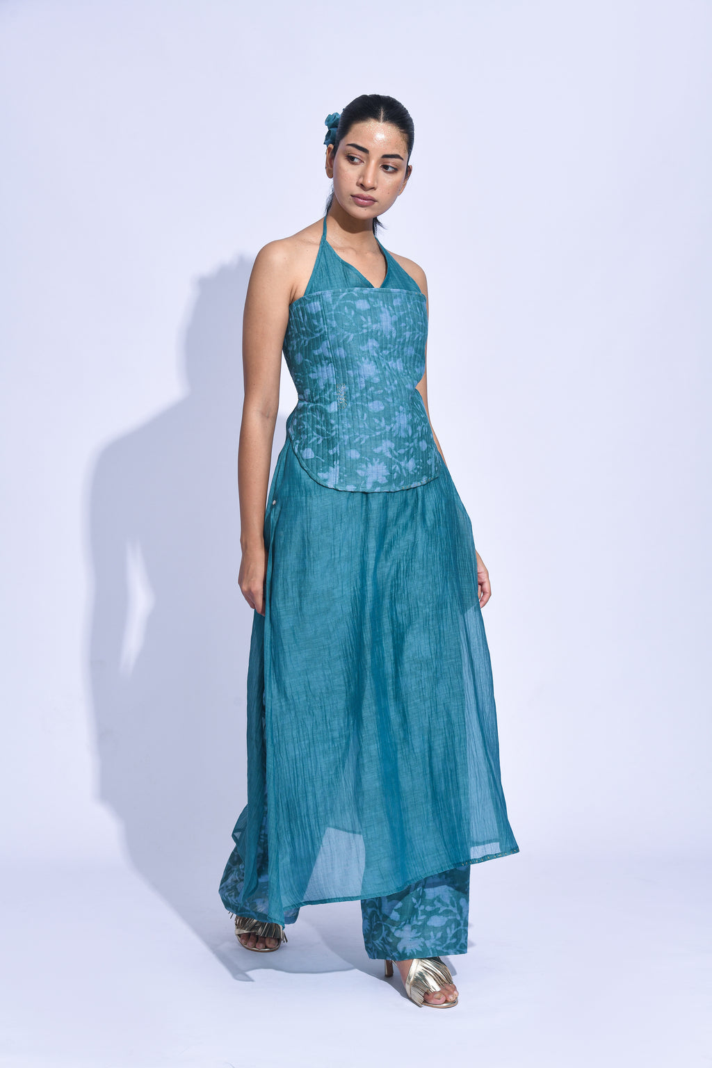 Blue hana halter corset  set