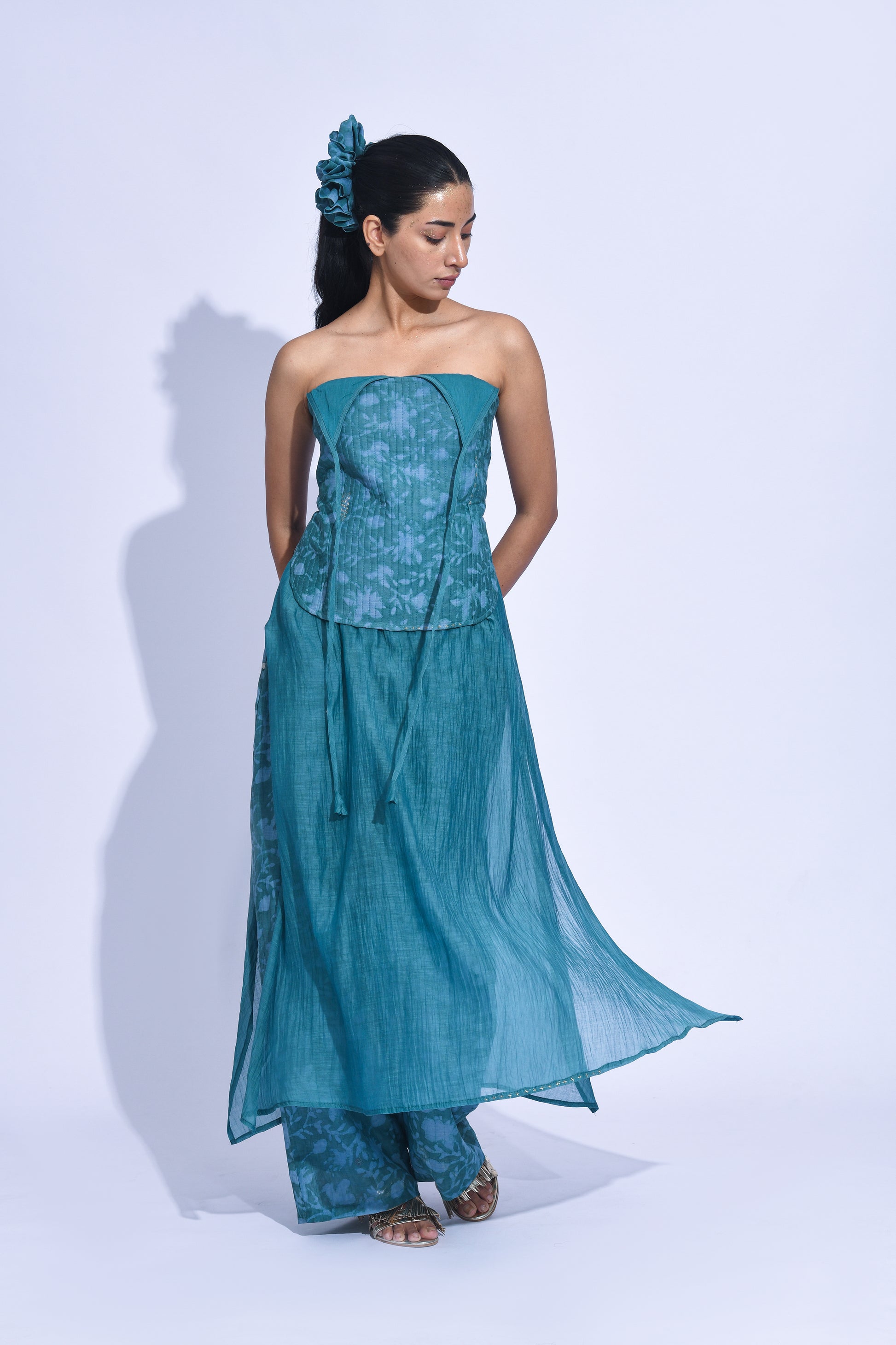 Blue hana halter corset  set