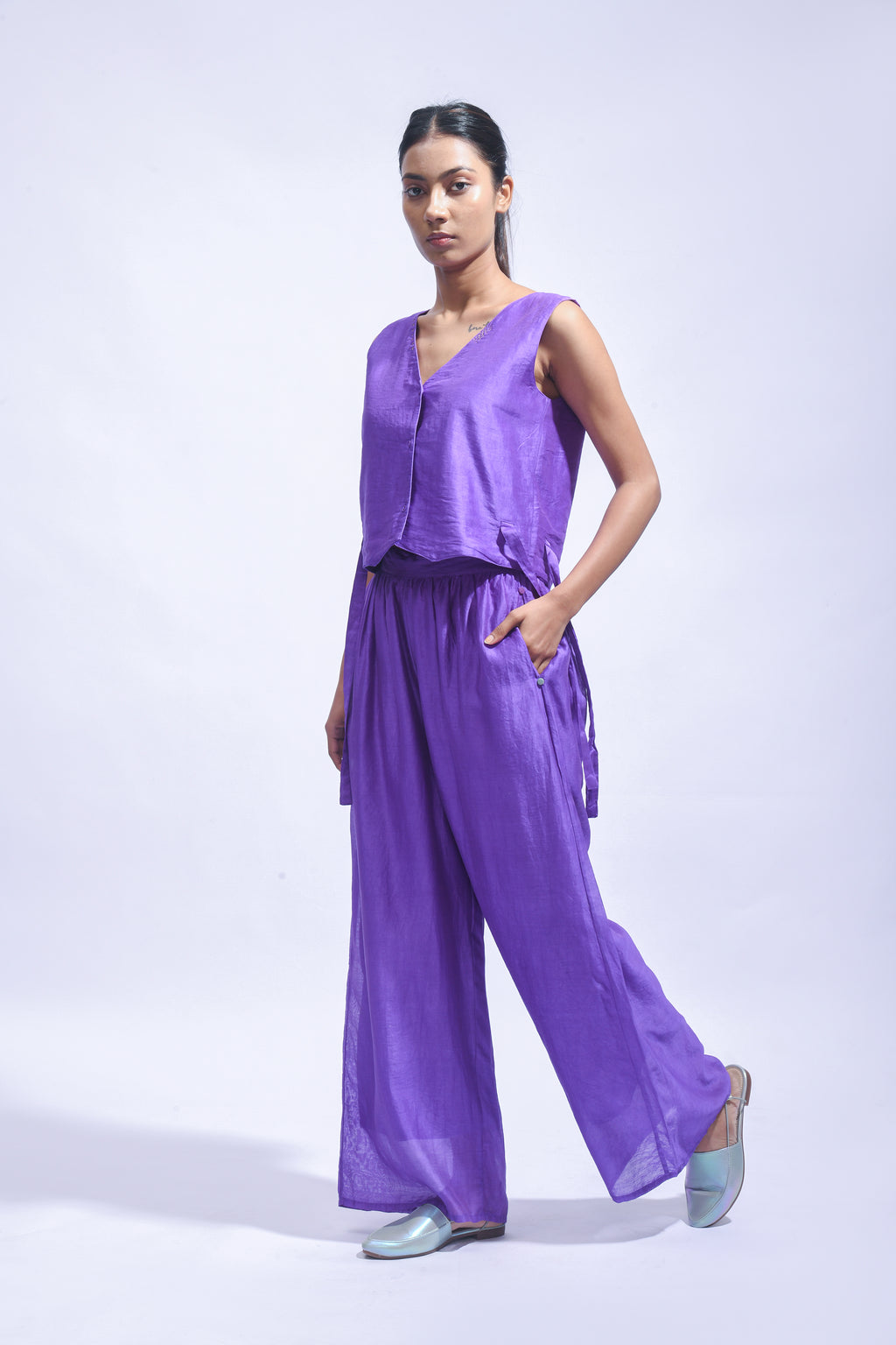 Violet Cross Silk Set