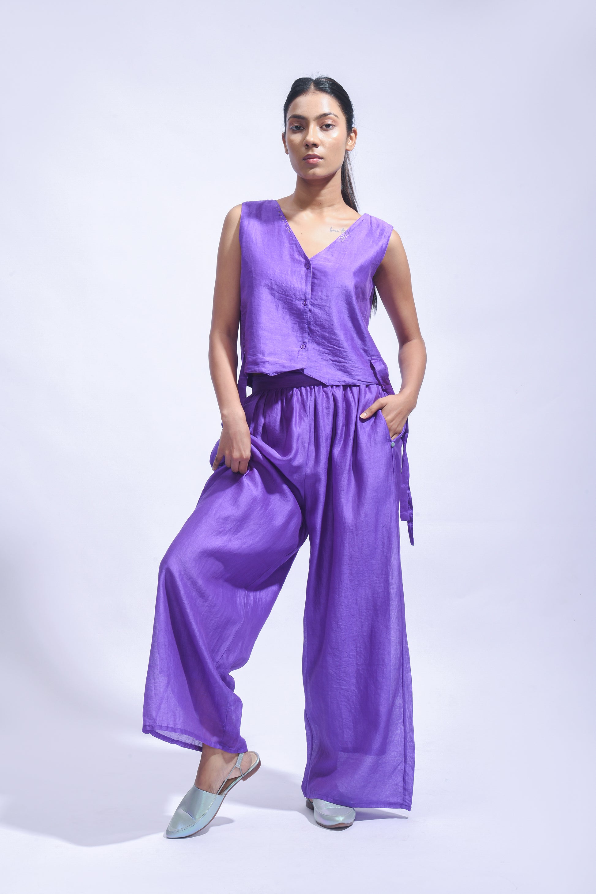 Violet Cross Silk Set