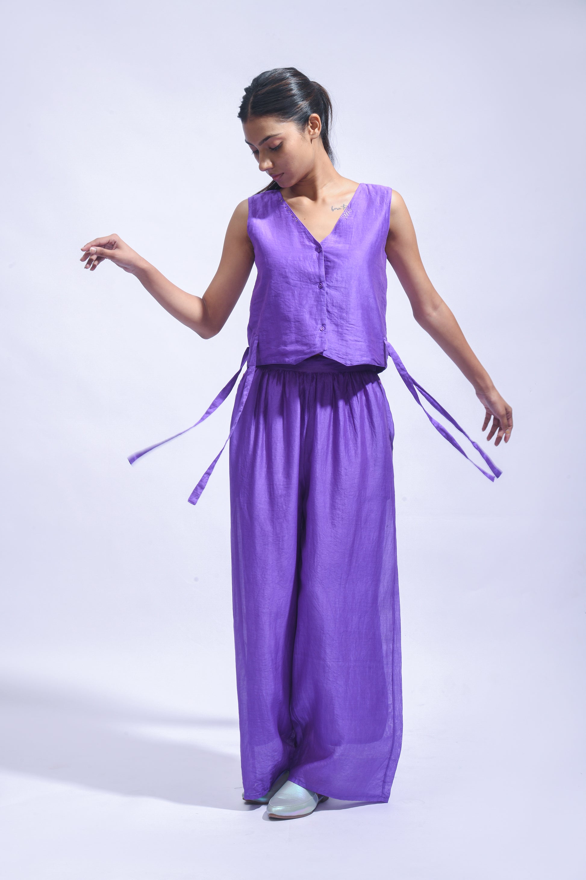 Violet Cross Silk Set