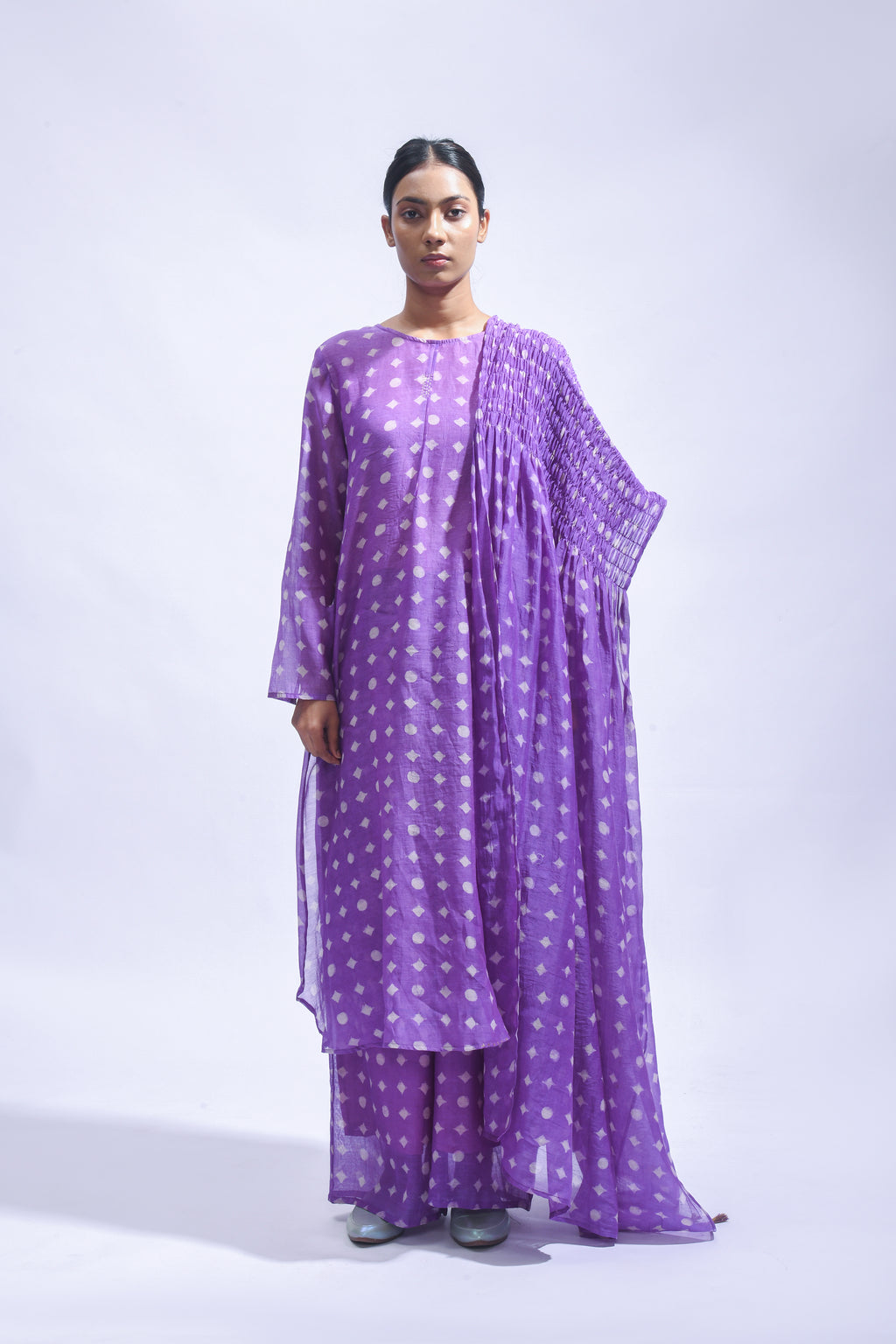 Violet Smocked Silk Set
