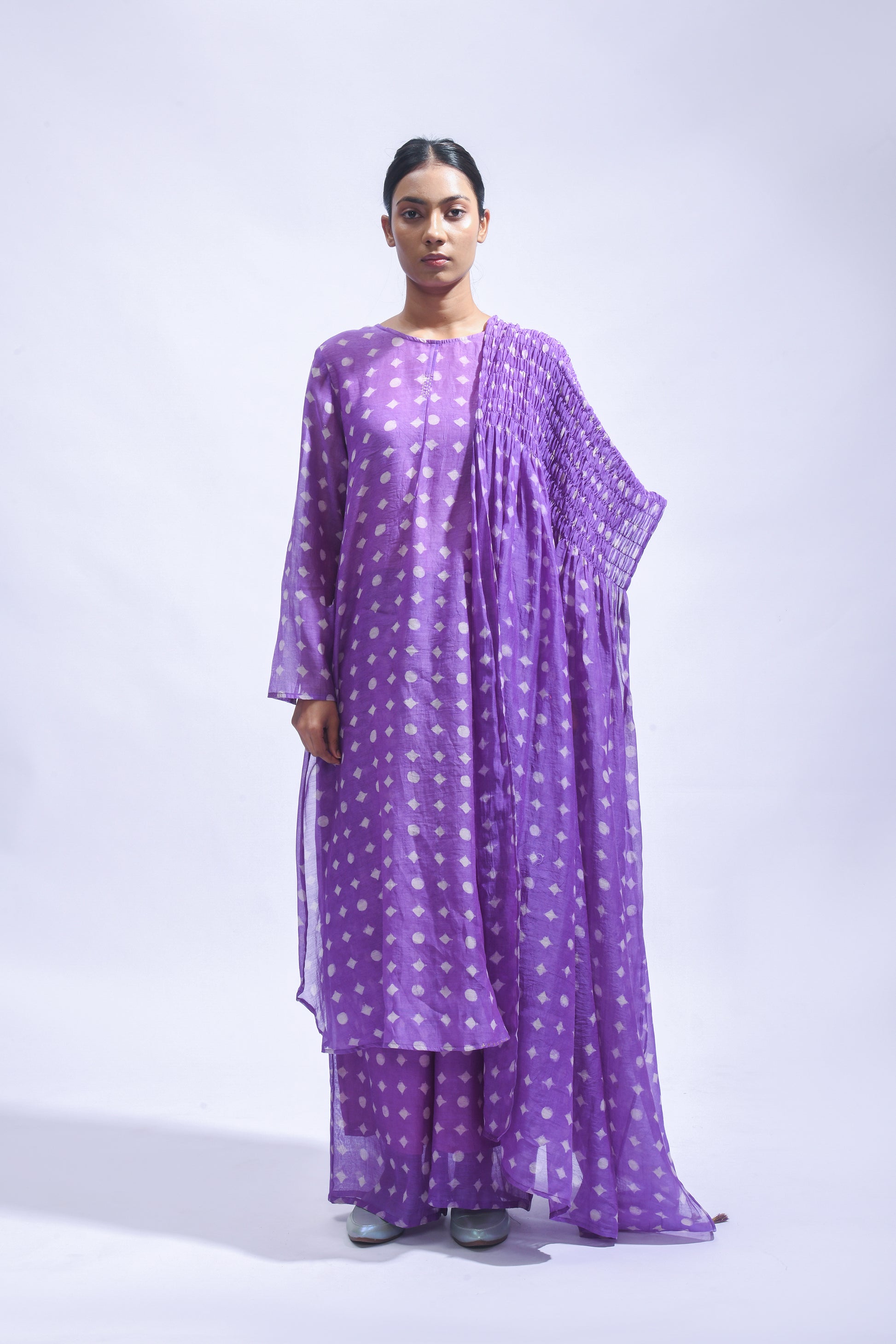 Violet Smocked Silk Set