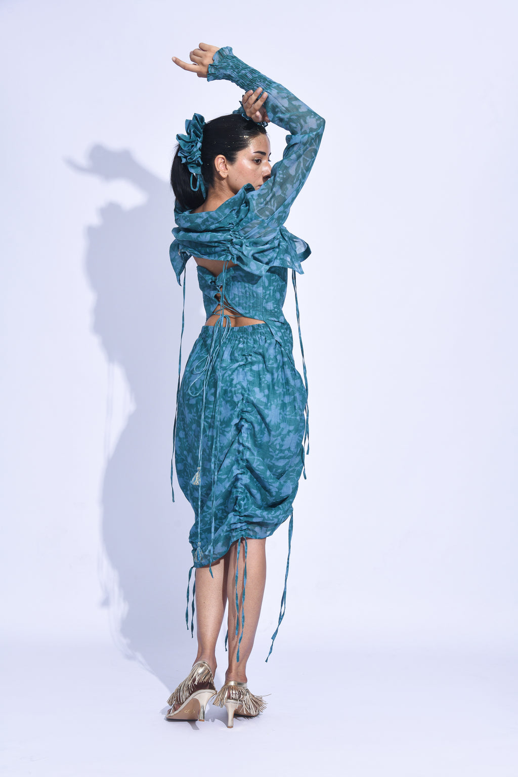 Blue mori Ruched Corset Set