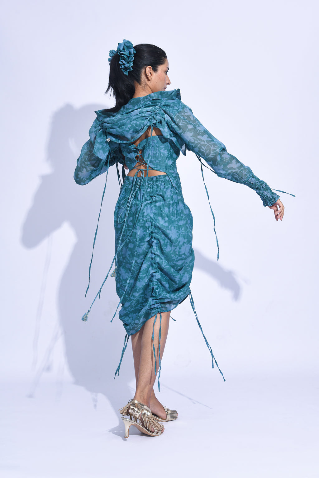 Blue mori Ruched Corset Set