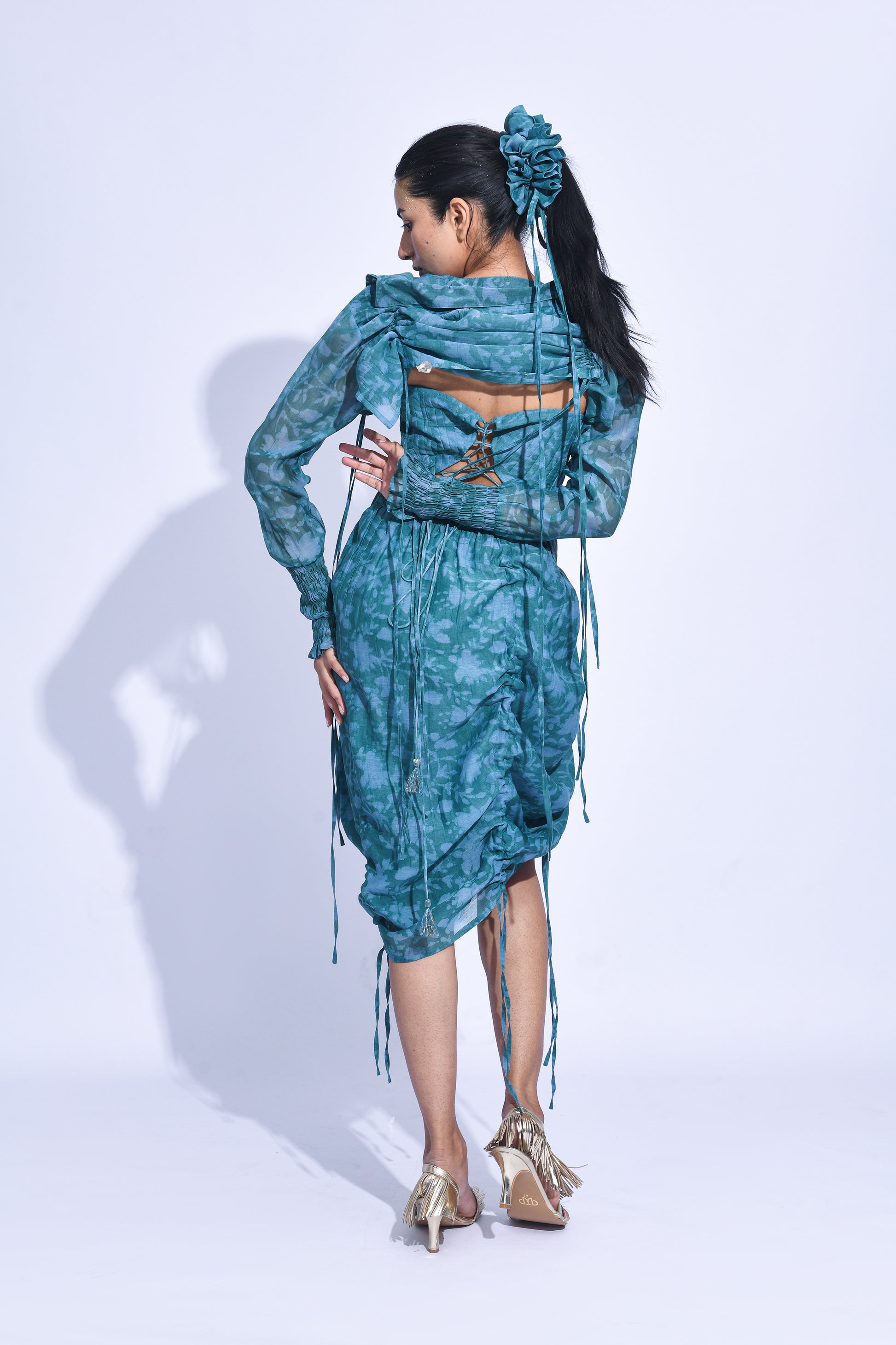 Blue mori Ruched Corset Set