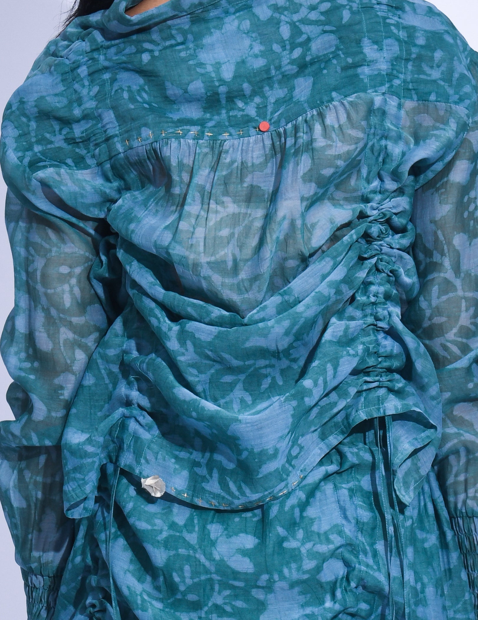 Teal Ruched Skirt Set