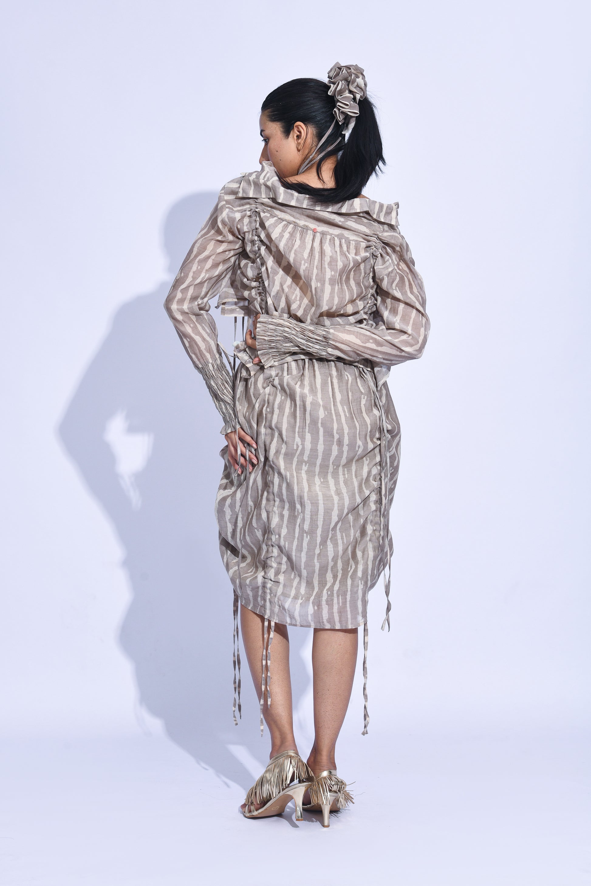 Grey Ruched Skirt Set