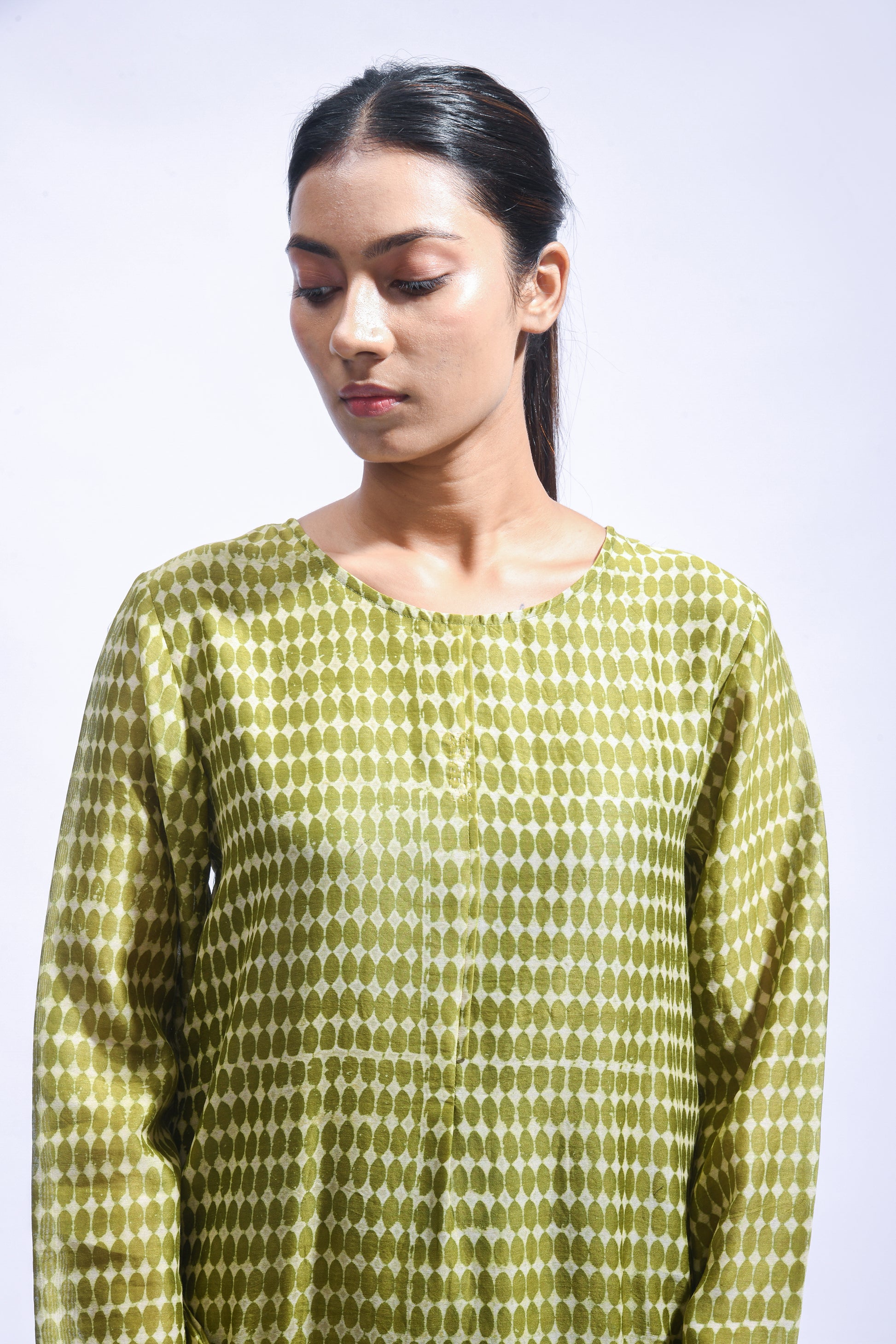 Silk Block Printed Kurta & Pants Set