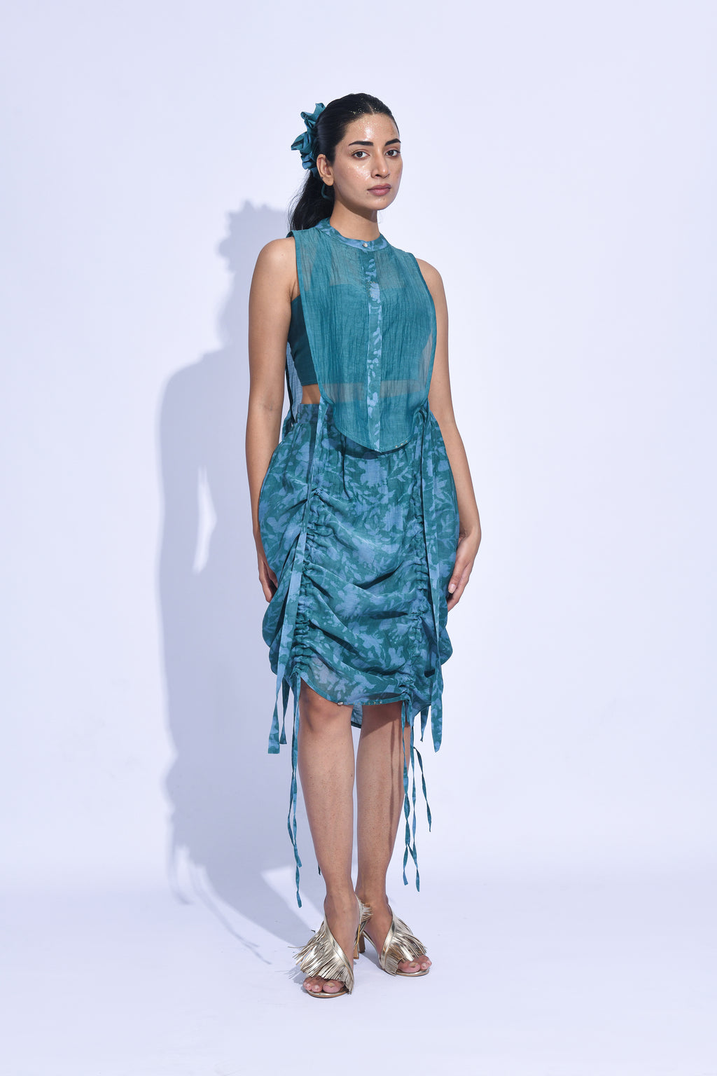 Teal Yoke Skirt Set