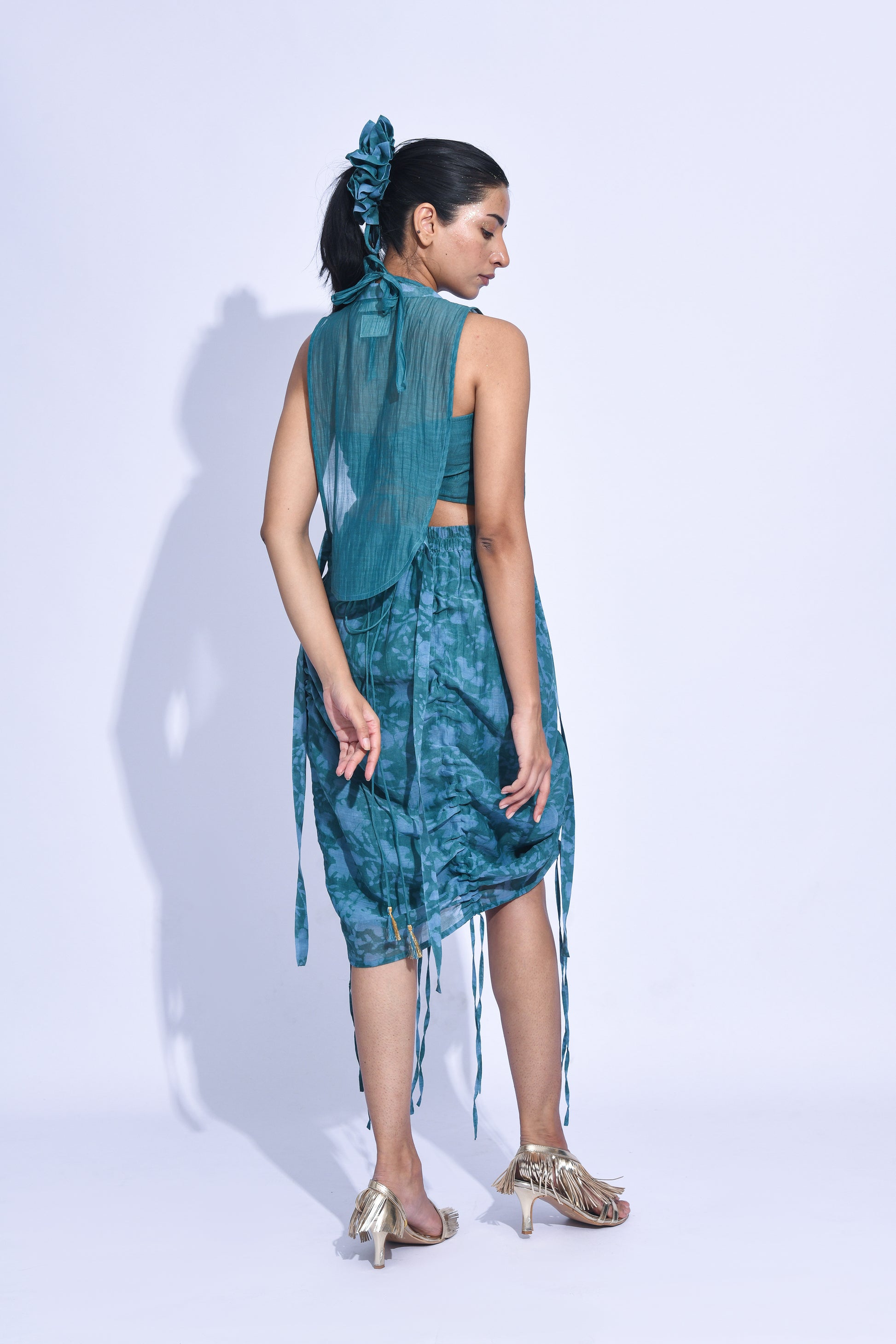 Teal Yoke Skirt Set