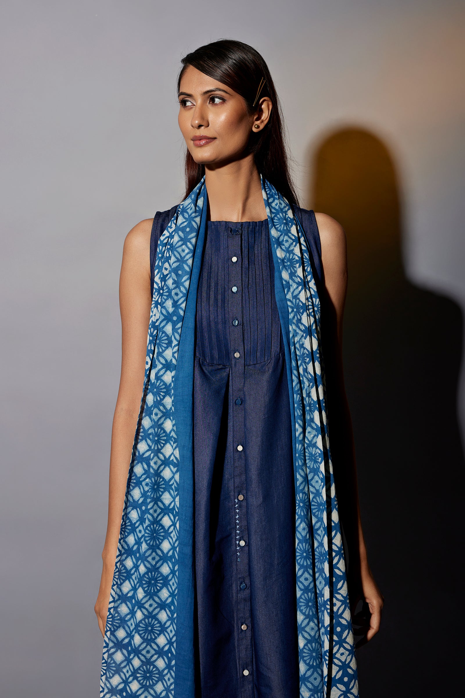 SKY DUPATTA SETDENIM AND INDIGO CO-ORD SET