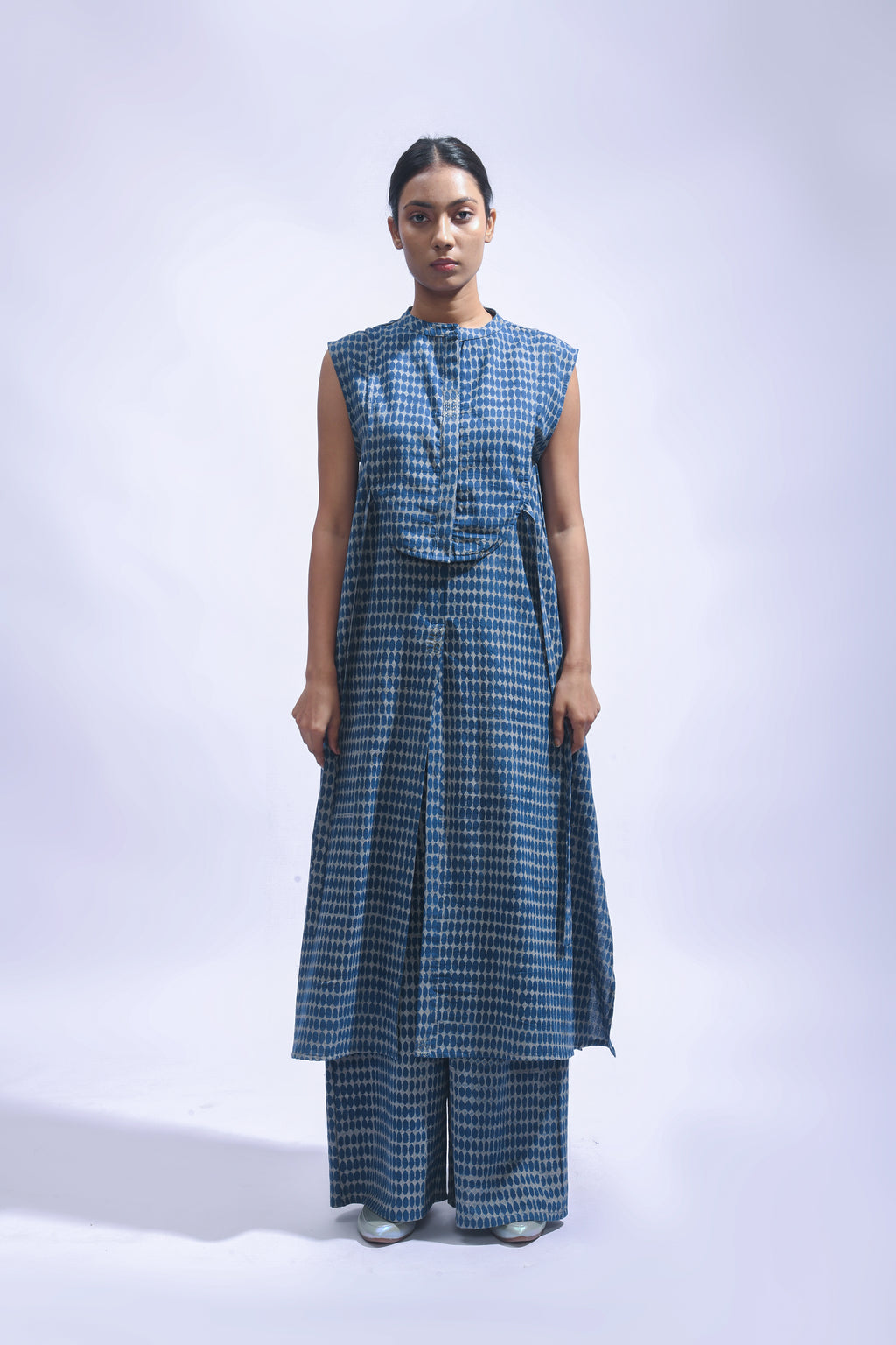 Indigo Chambray Block Print Set