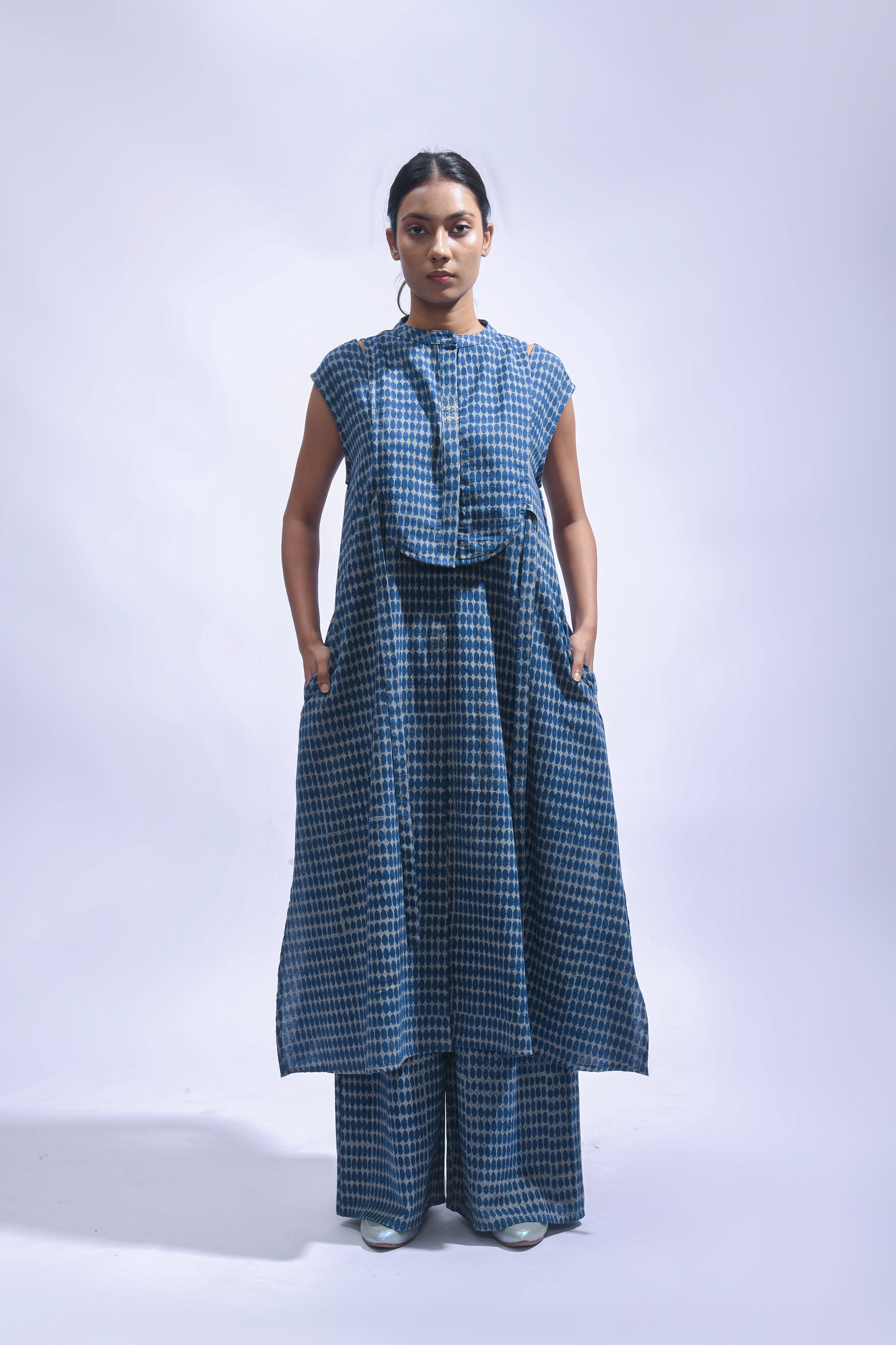 Indigo Chambray Block Print Set