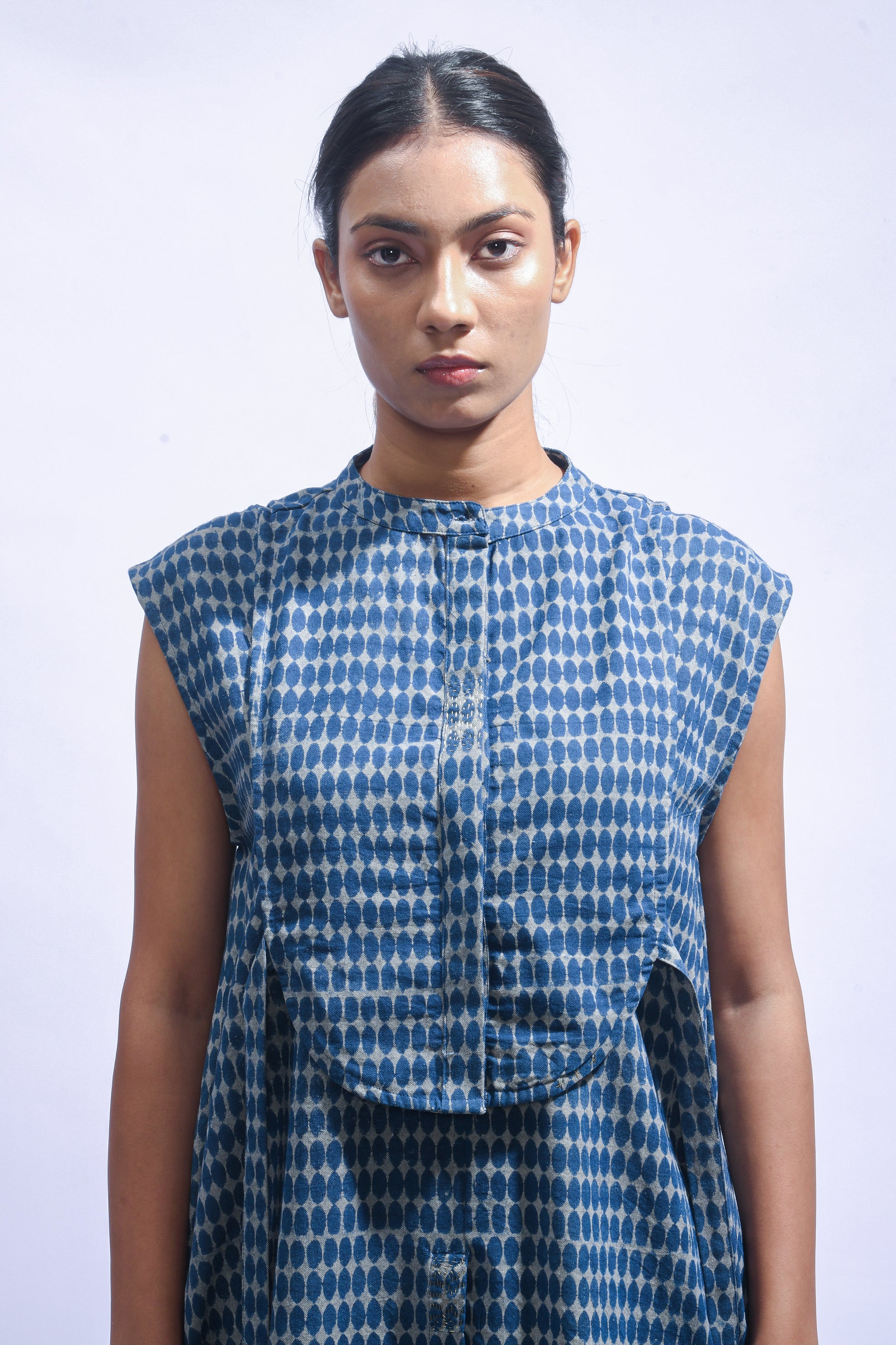 Indigo Chambray Block Print Set