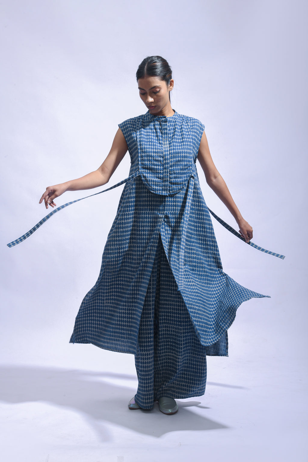 Indigo Chambray Block Print Set