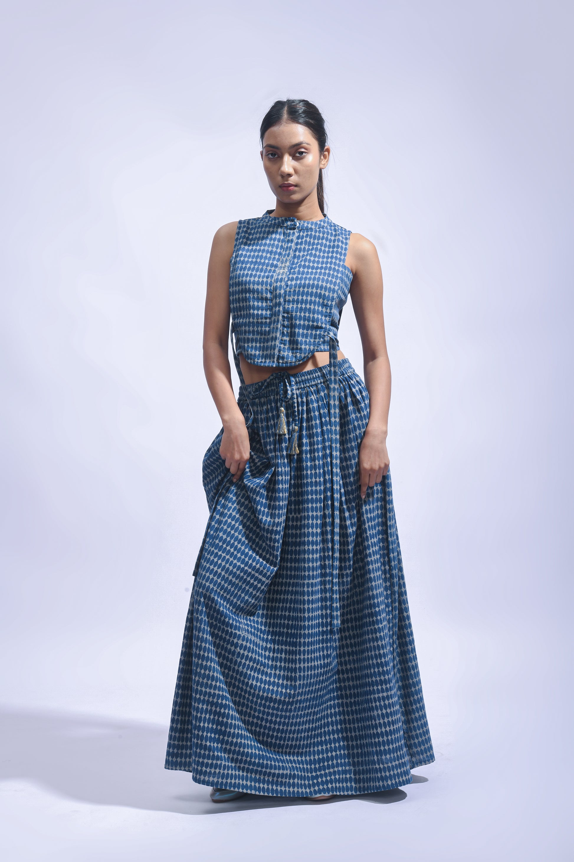 Indigo Cross Chambray Set