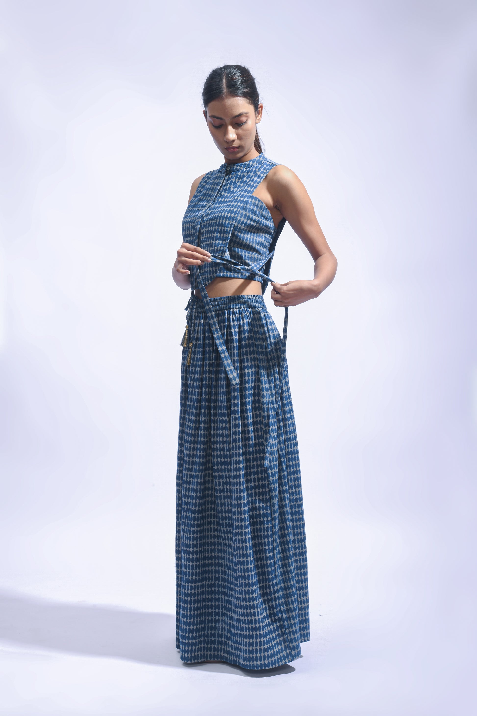 Indigo Cross Chambray Set