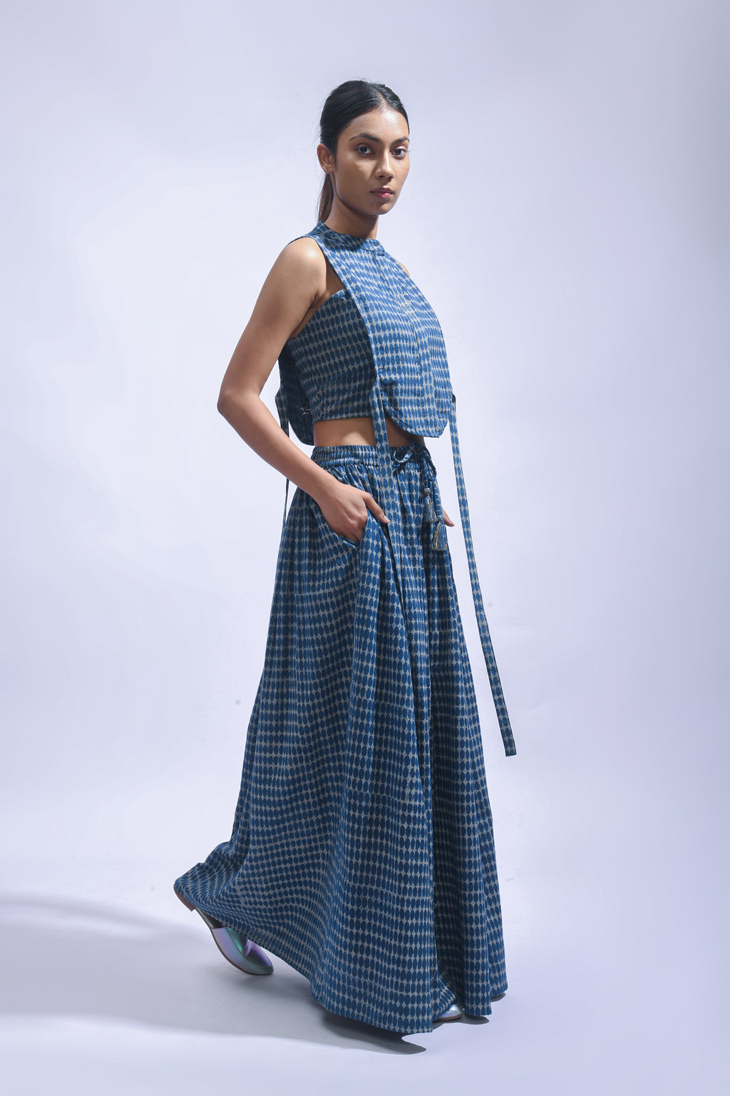 Indigo Cross Chambray Set