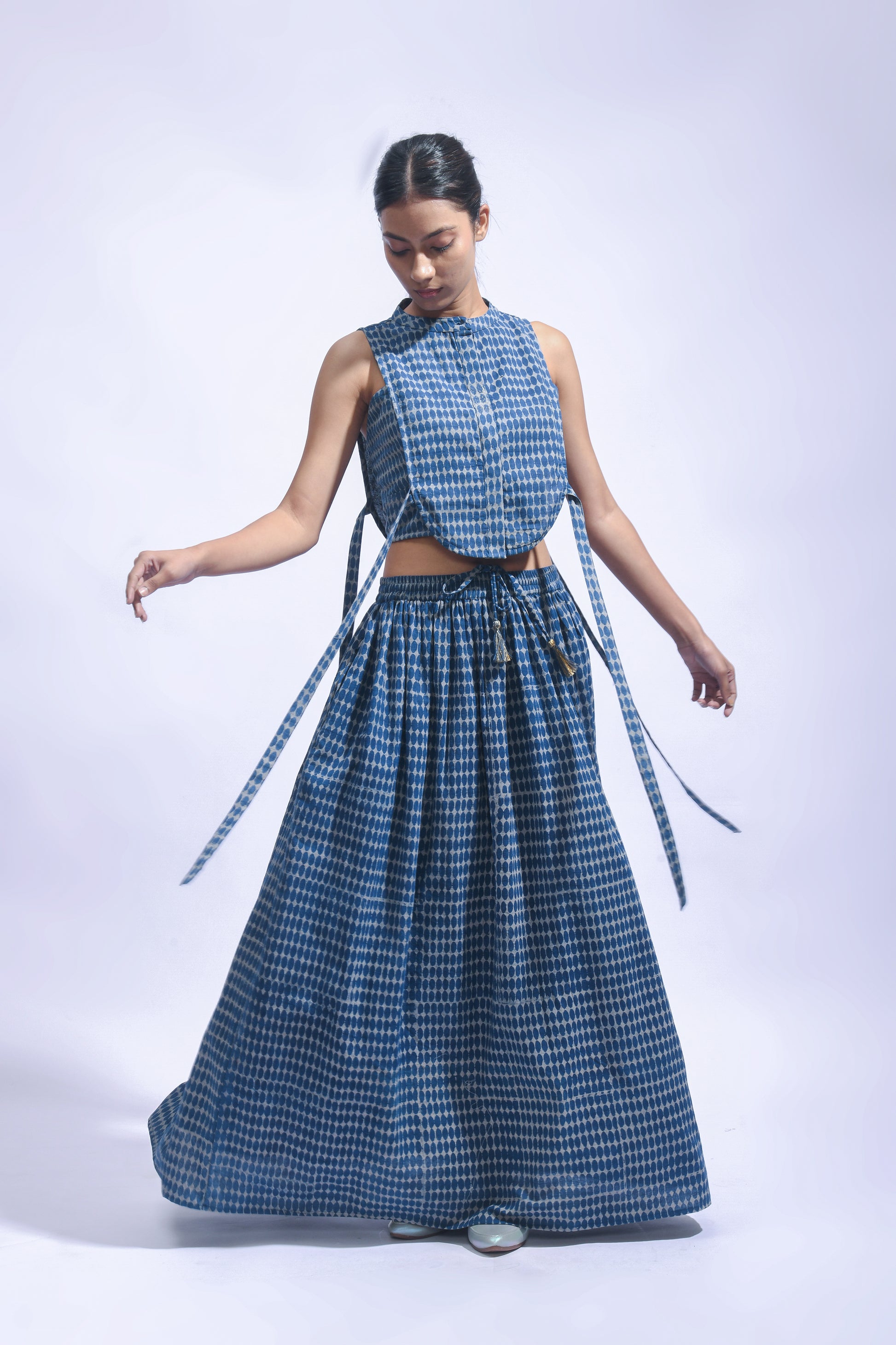 Indigo Cross Chambray Set