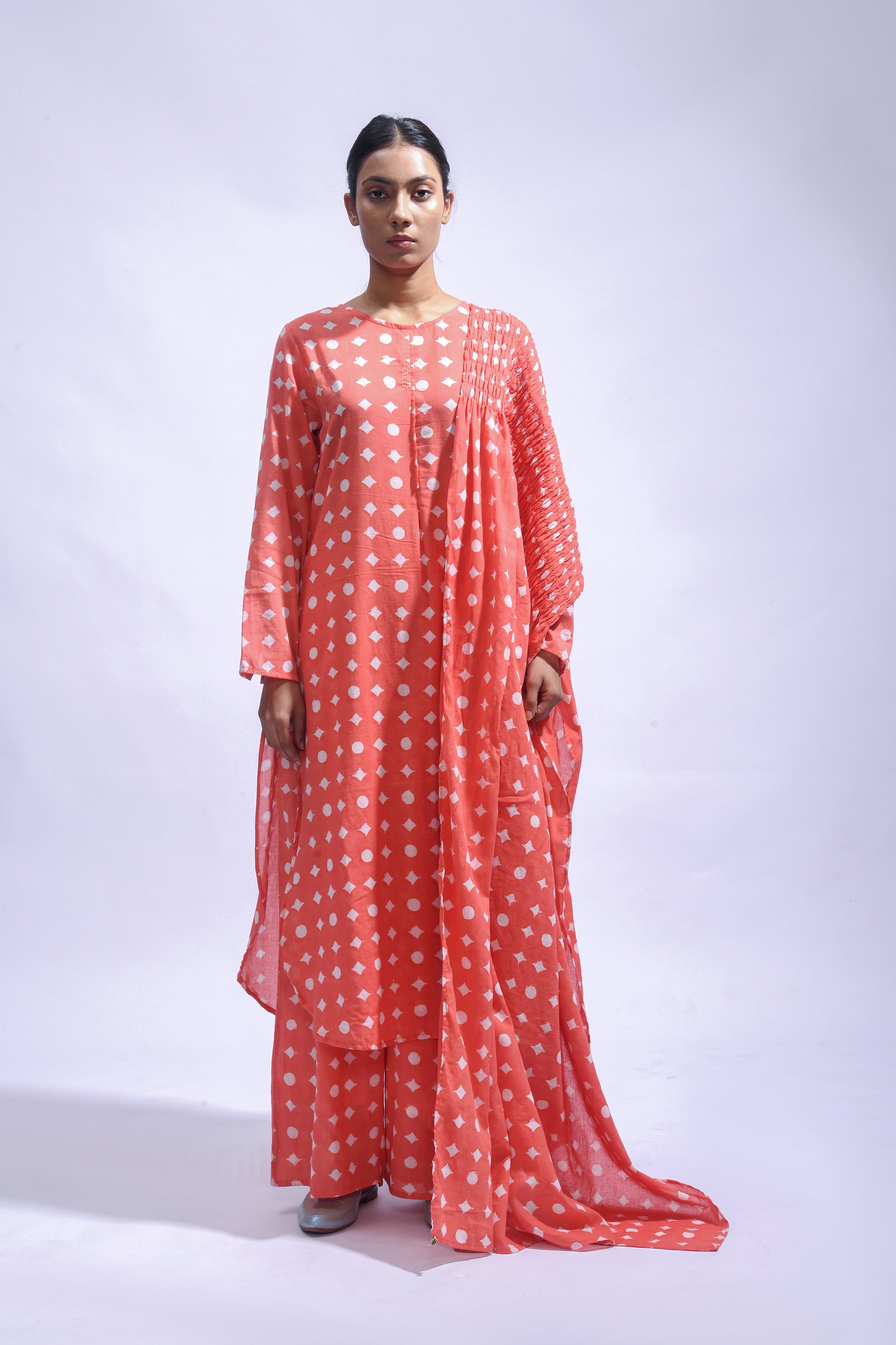 Blush Mud Block Cotton Kurta Set-Kasis