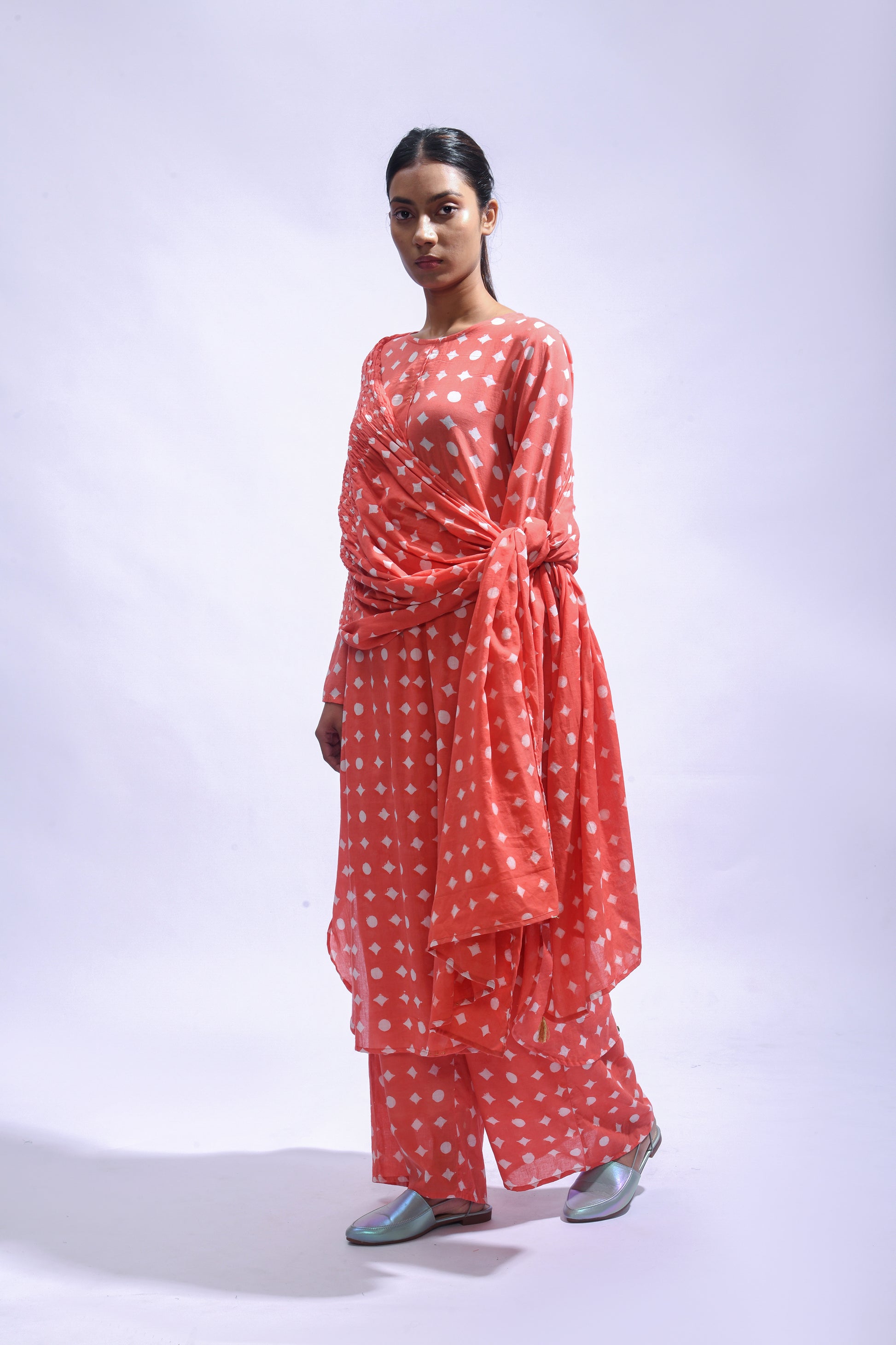 Blush Mud Block Cotton Kurta Set-Kasis