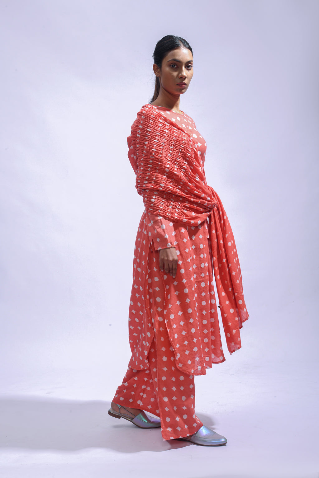 Blush Mud Block Cotton Kurta Set-Kasis