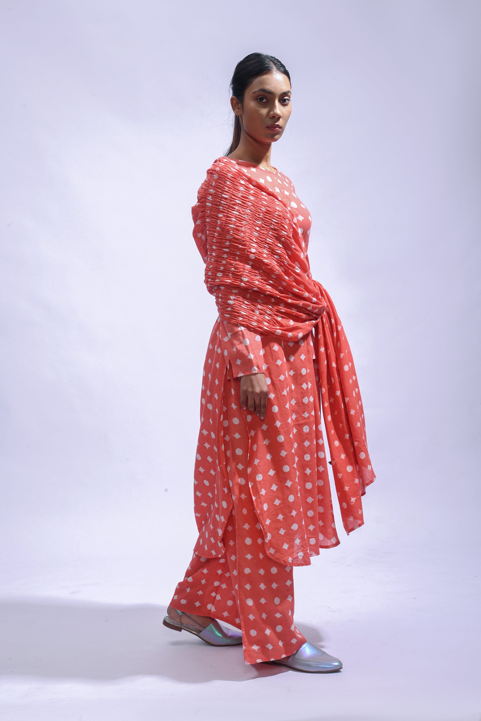 Blush Mud Block Cotton Kurta Set-Kasis