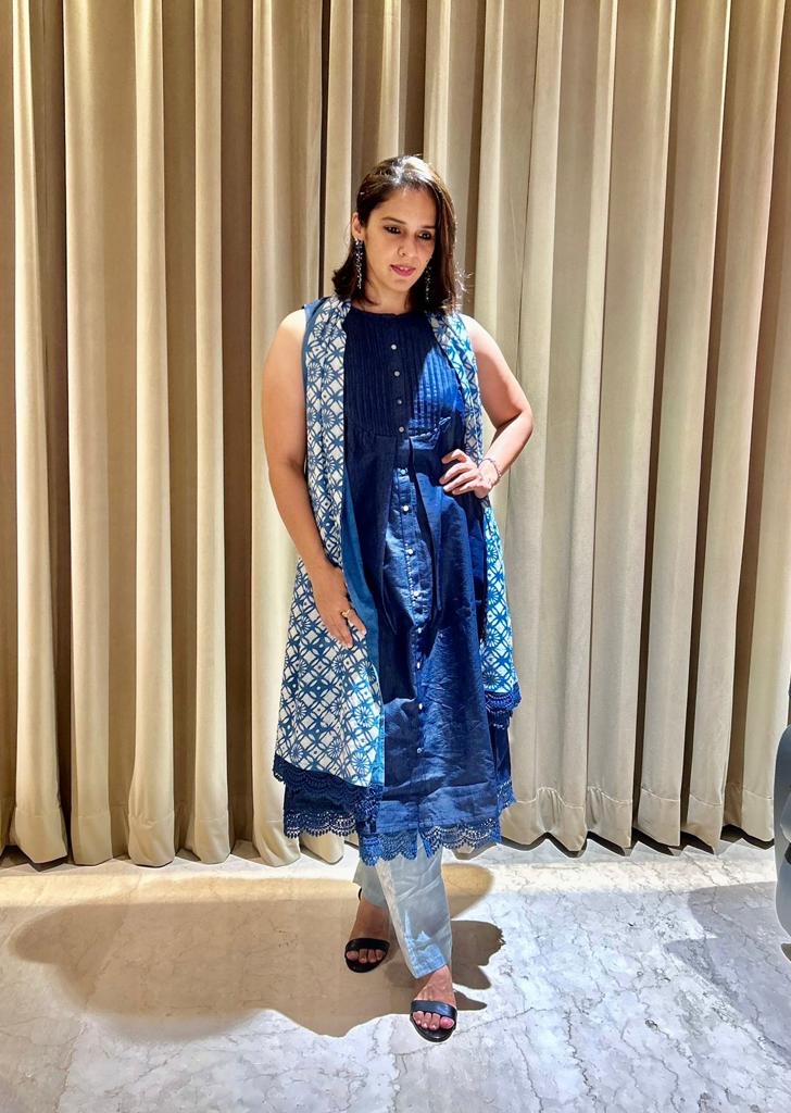 SKY DUPATTA SETDENIM AND INDIGO CO-ORD SET