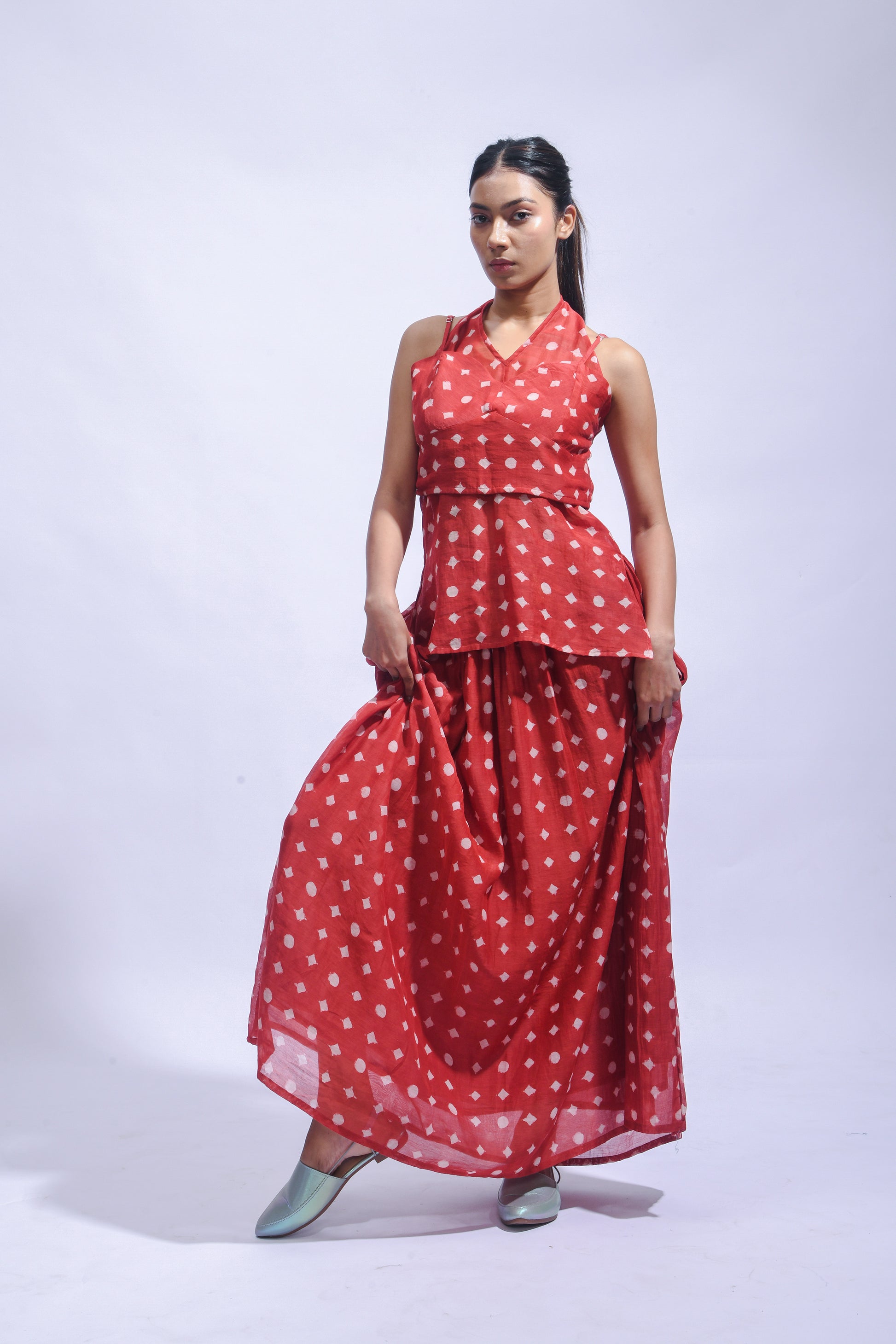 Crimson Mud Block Silk Set