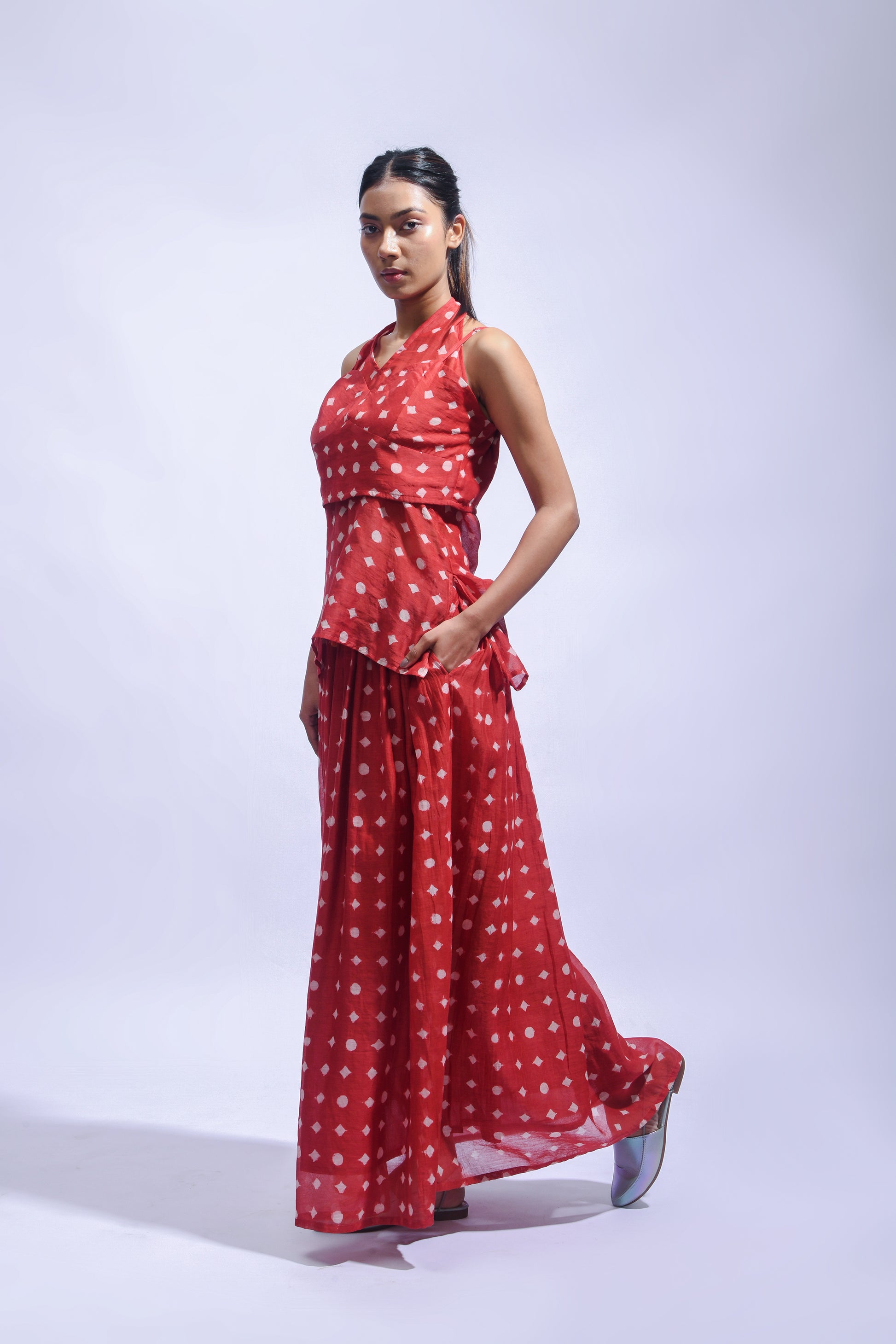 Crimson Mud Block Silk Set