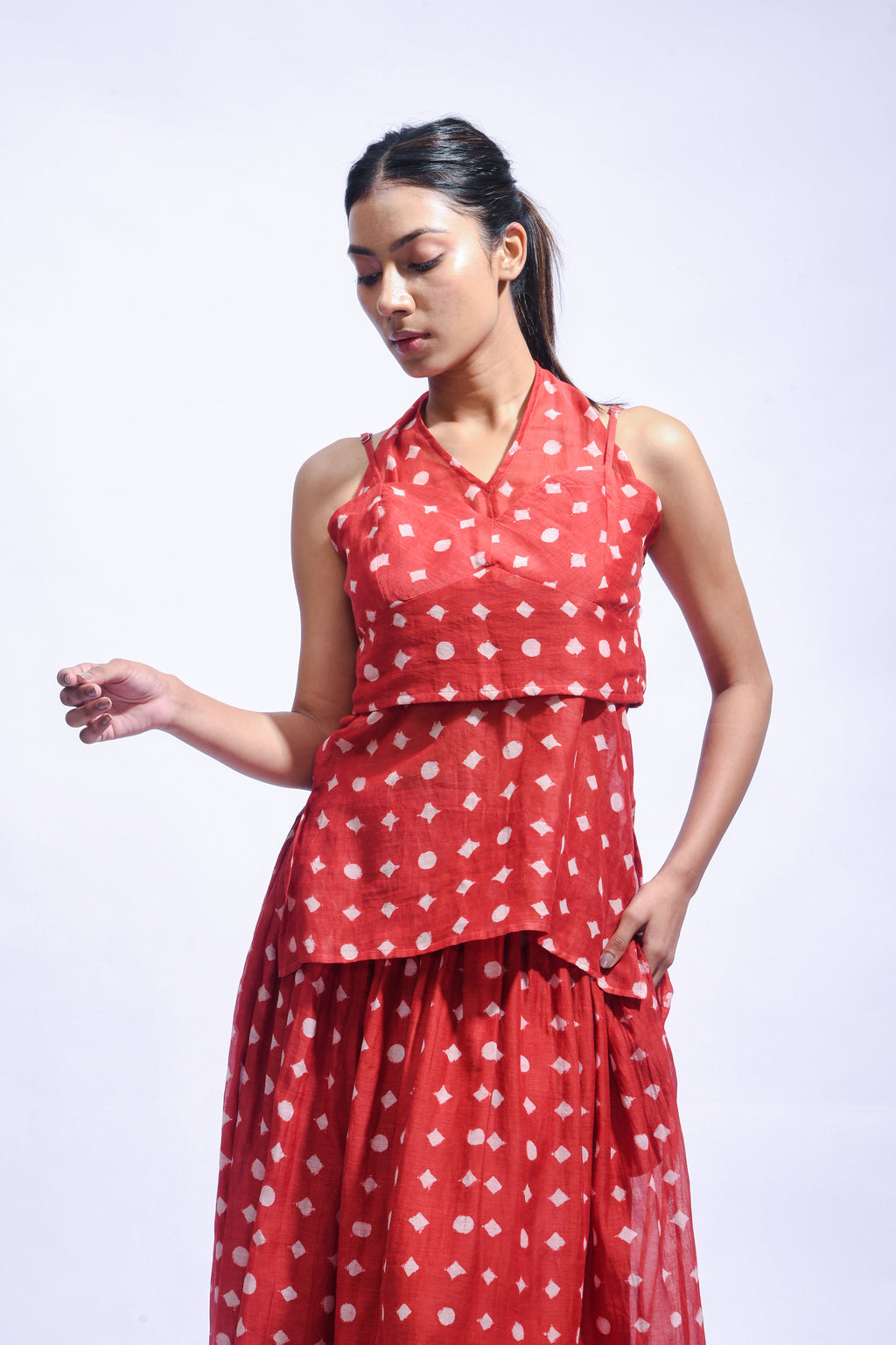 Crimson Mud Block Silk Set