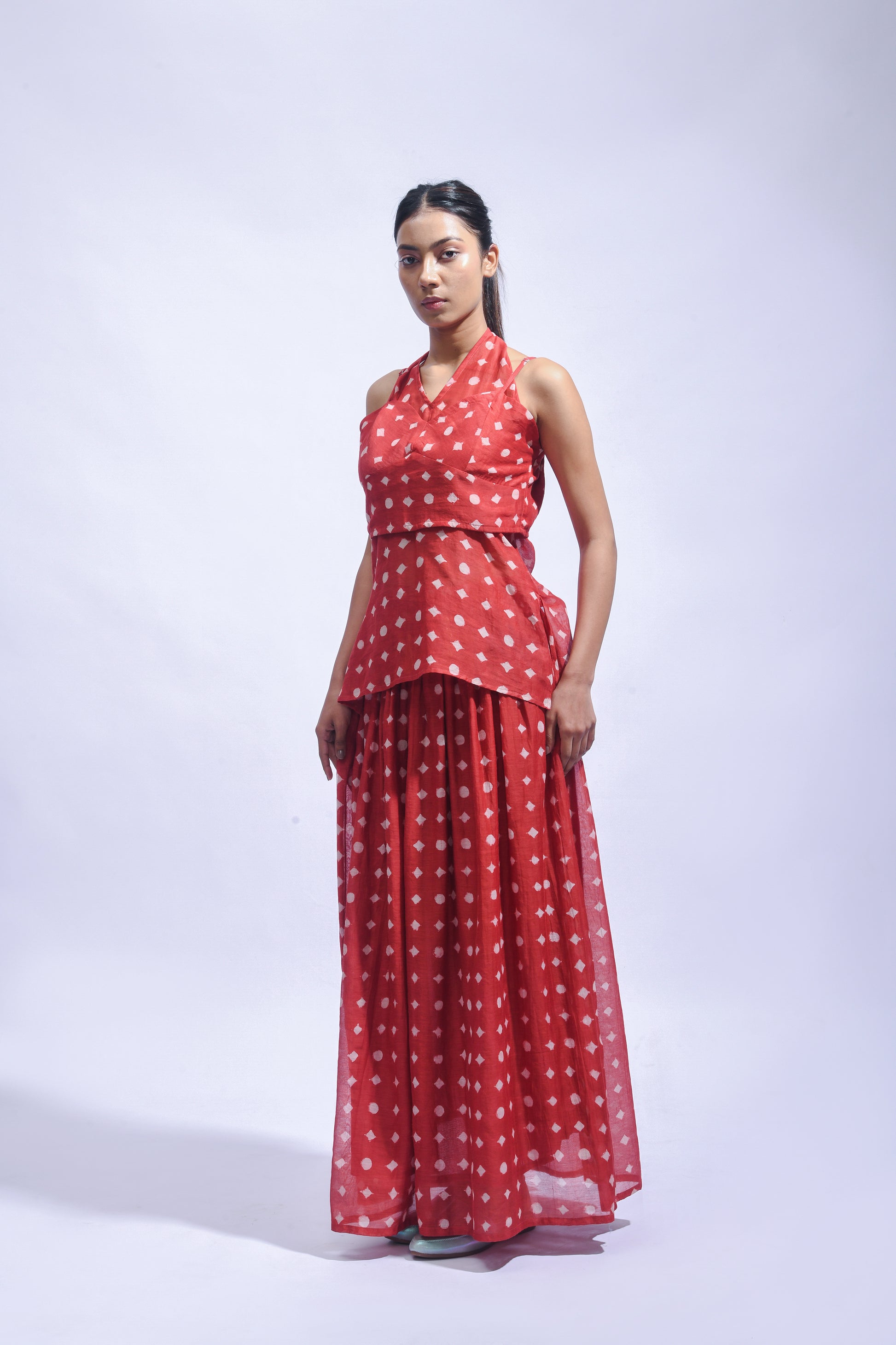 Crimson Mud Block Silk Set