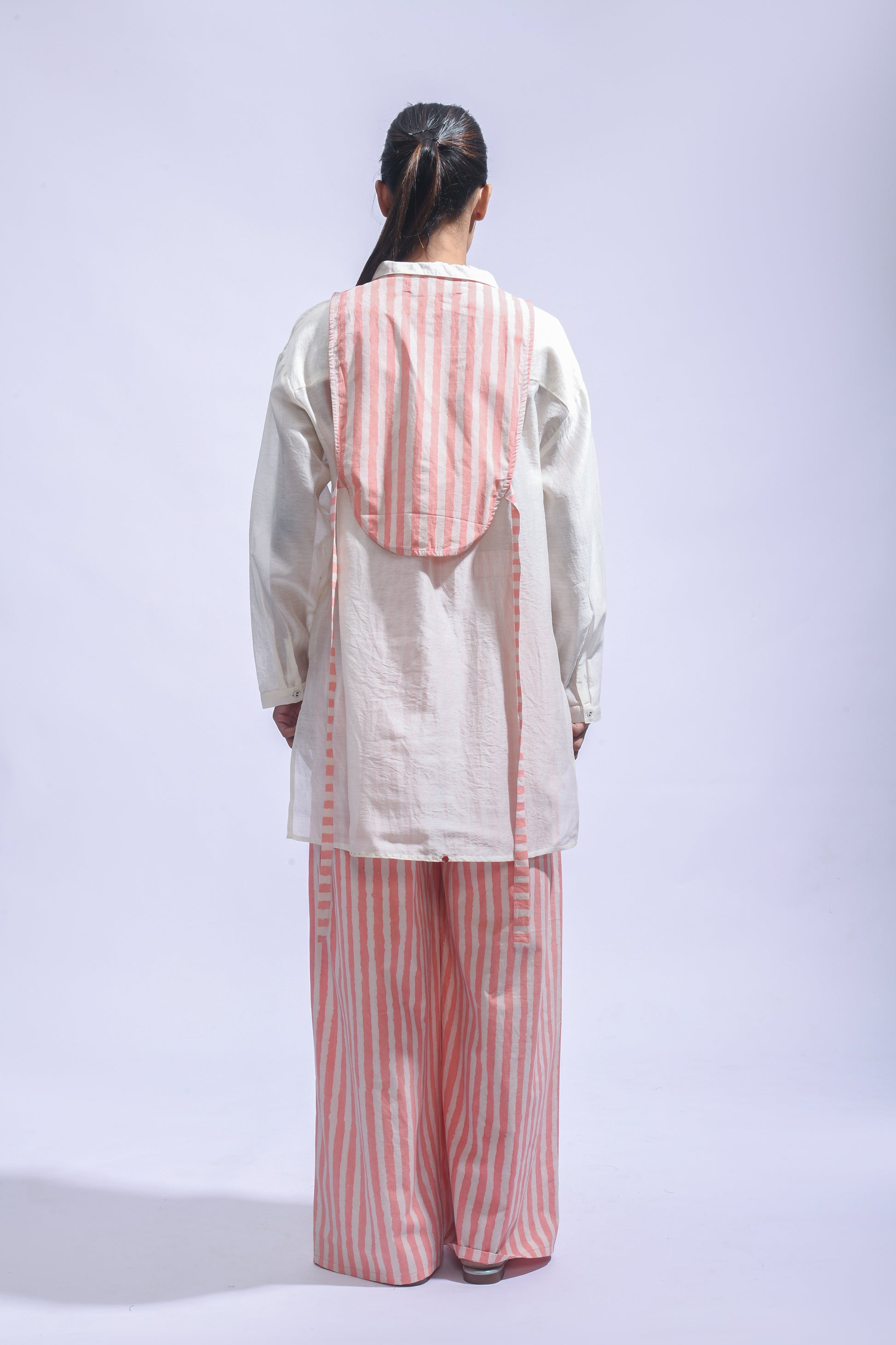 Blush  stripe Yoke Co-ord Set