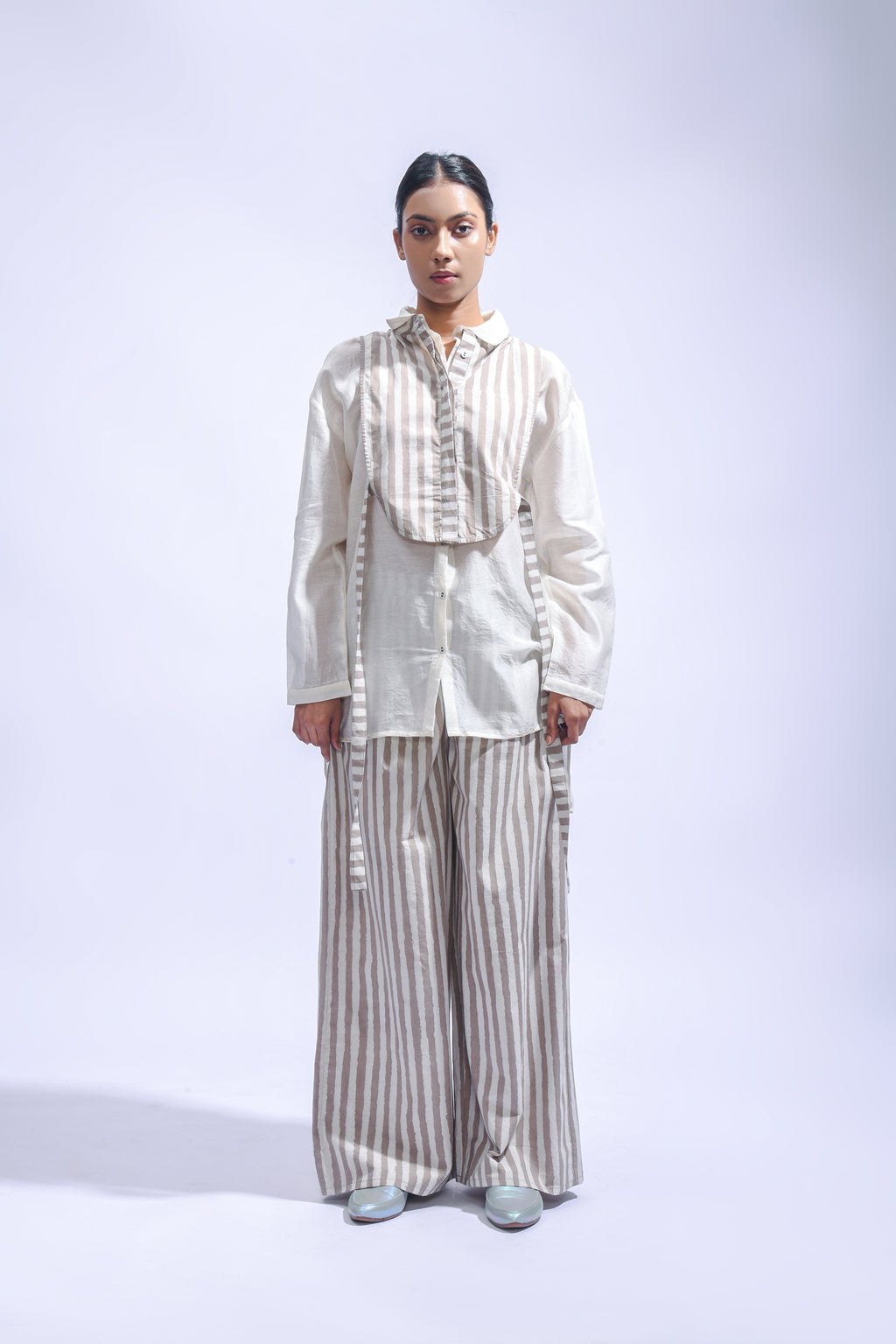 Ash stripe Yoke Co-ord Set